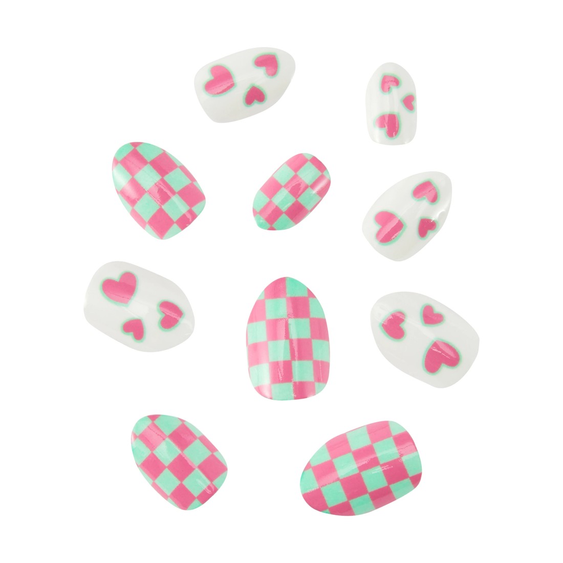 2 OXX Junior 24 Pack Pre-Glued Stick On Nails - Almond Shape, Glow in the Dark, 2 of 4