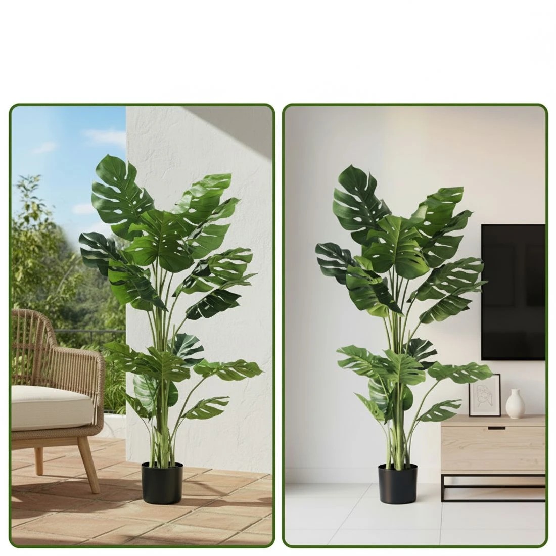 6 Artiss 140cm Artificial Monstera Tree Faux Trees Indoor Decor Artificial Plants Lifelike Plant 1.4M - Green, 6 of 9