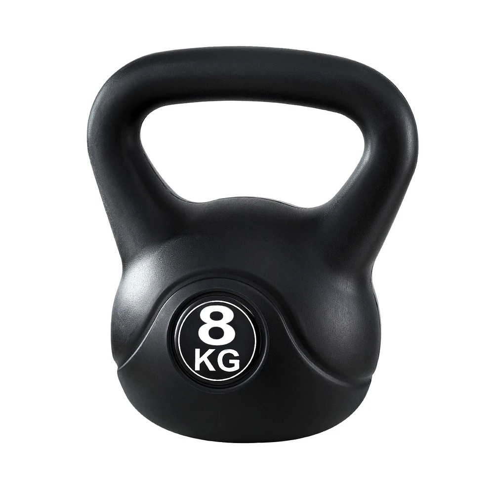 1 Everfit 8kg Kettlebell Set Weight Lifting Bench Dumbbells Kettle Bell Gym Home - Black, 1 of 6