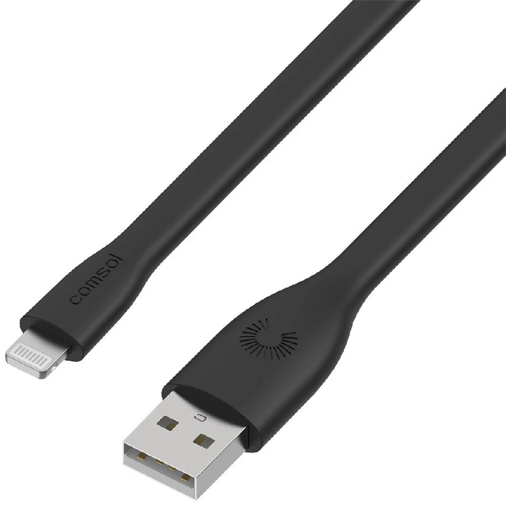 1 Comsol Lightning to USB Cable Silicone 25cm Black, 1 of 6