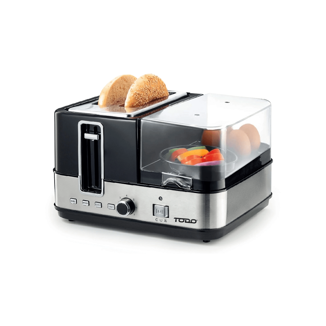 4 TODO 1400W Breakfast Master Toaster Egg Cooker Poacher Bacon Fryer Grill All In One, 4 of 9