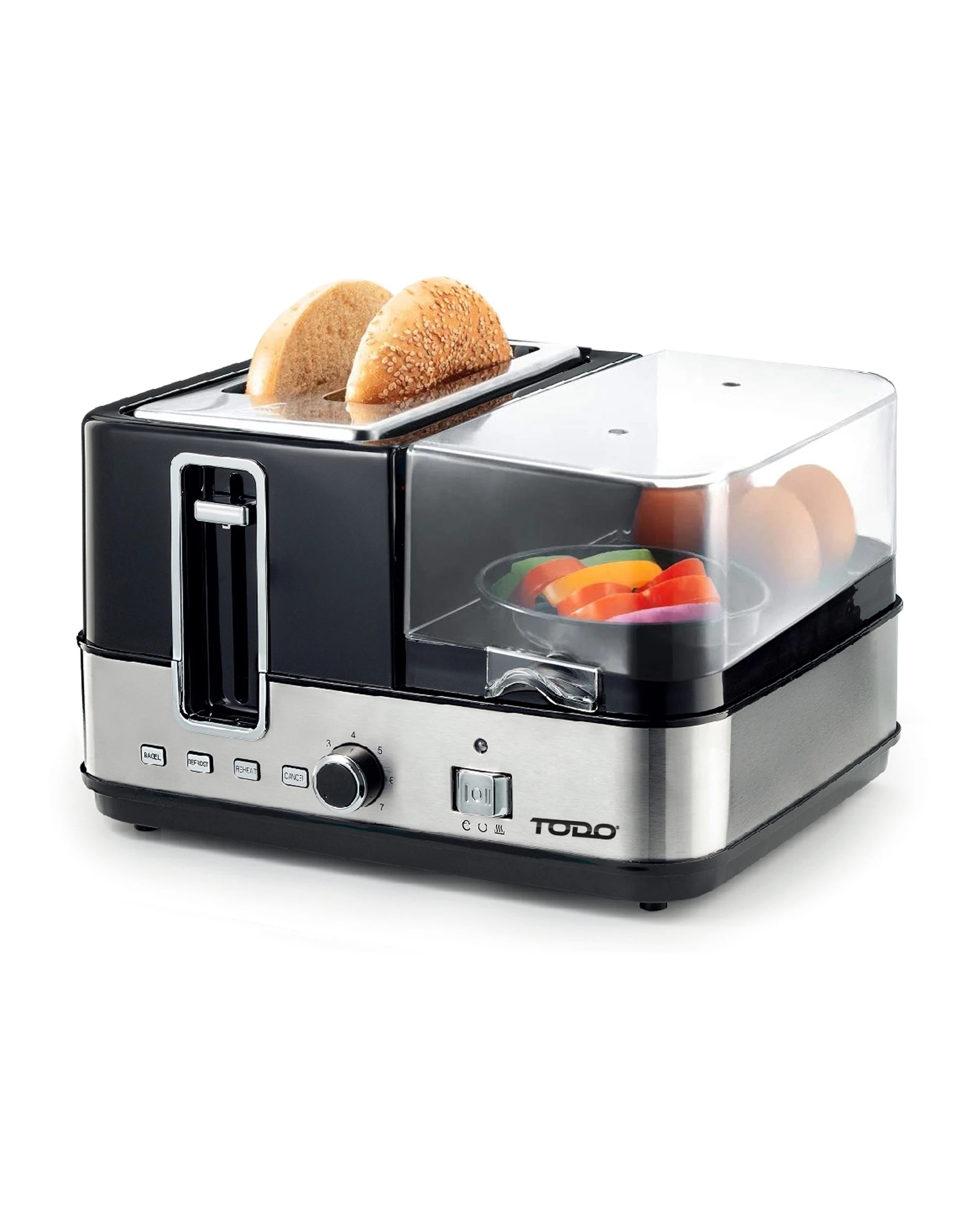 4 TODO 1400W Breakfast Master Toaster Egg Cooker Poacher Bacon Fryer Grill All In One, 4 of 9