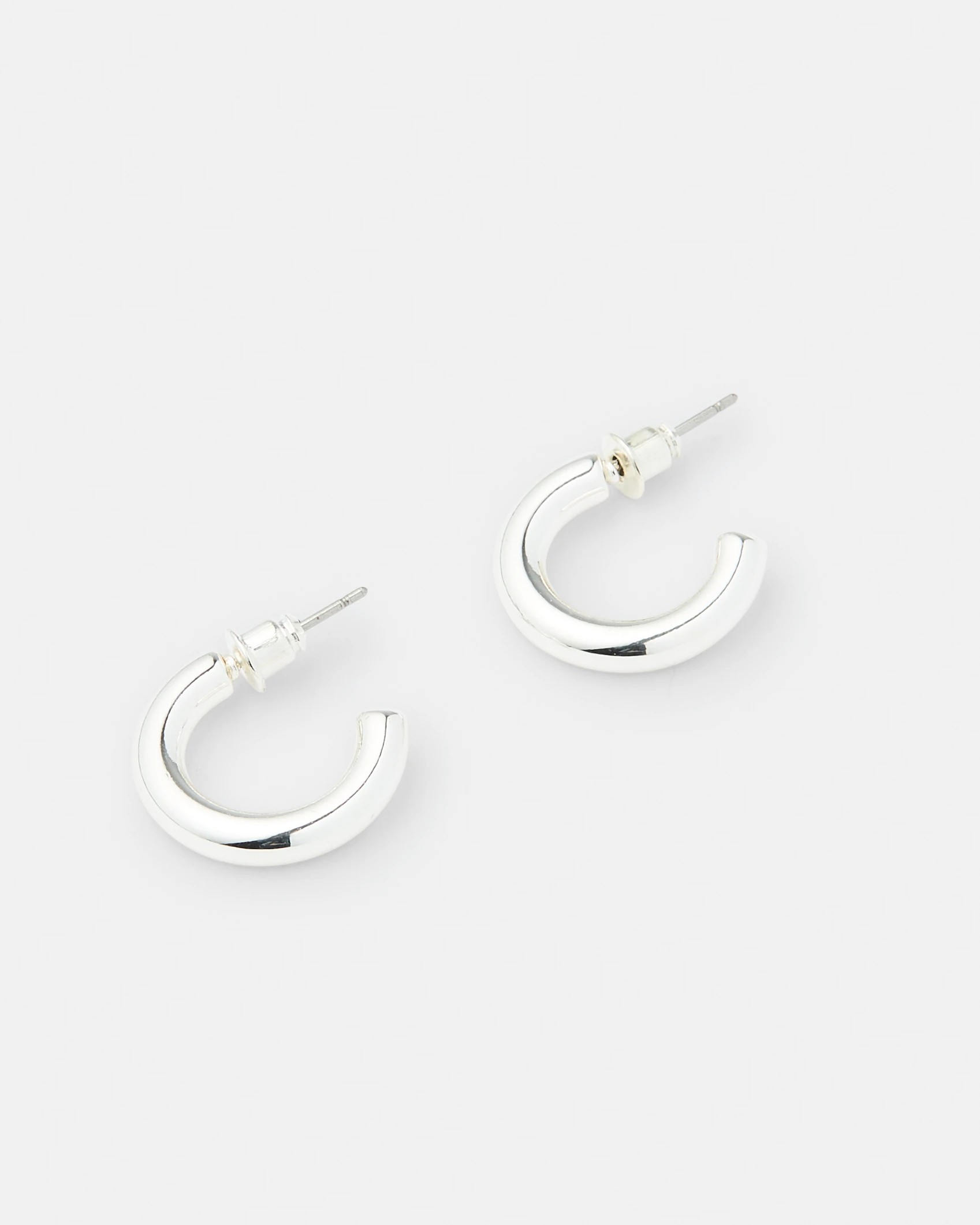 1 Plain Hoop Earrings - Silver Tone, 1 of 5