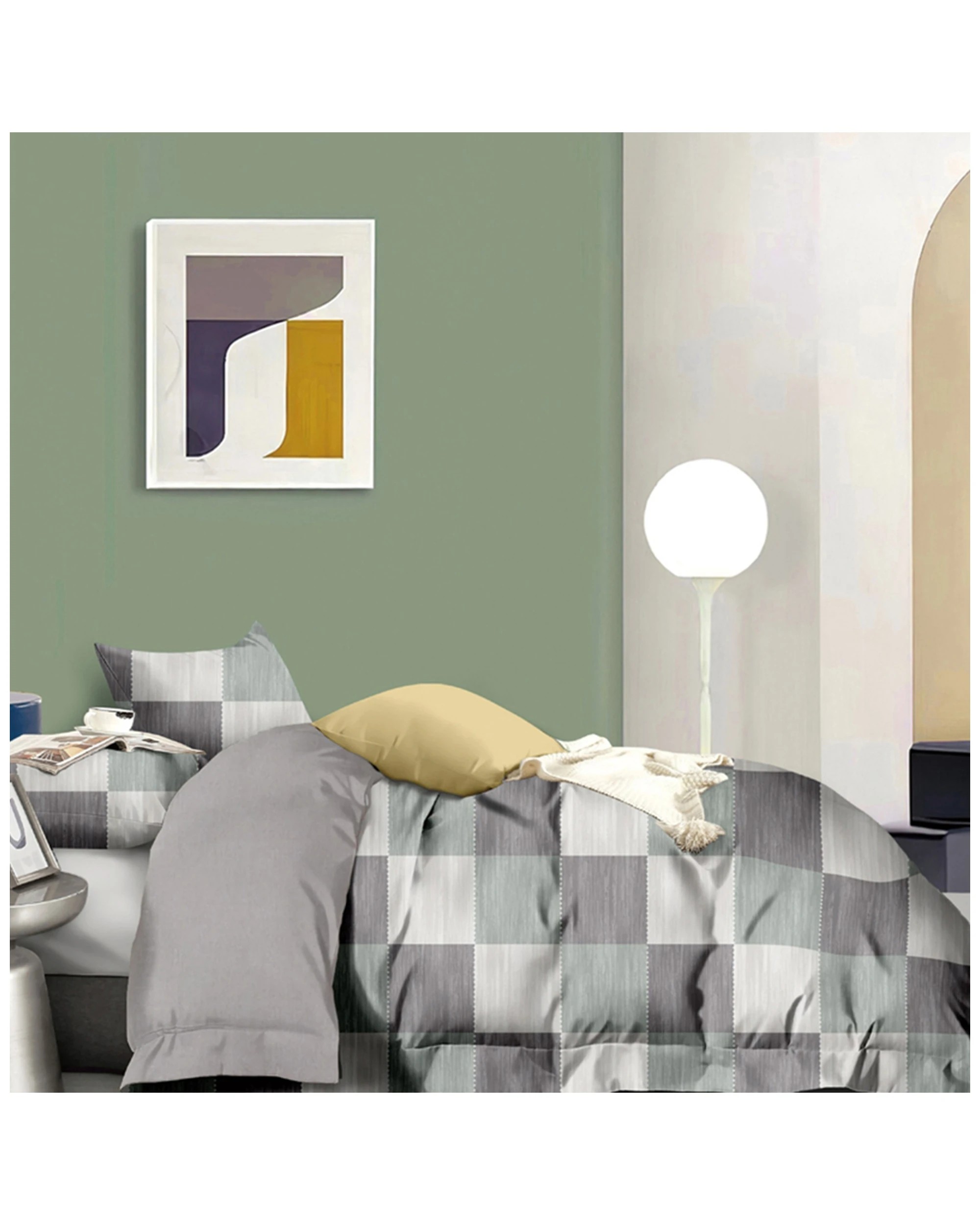 1 Ardor Bradley King Quilt Cover Set Cotton Bedding Check Quilt Home Linen - King Bed, 1 of 3