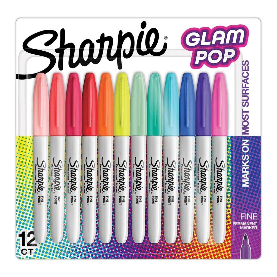 1 12 Pack Sharpie Fine Point Glam Pop Permanent Markers, 1 of 10