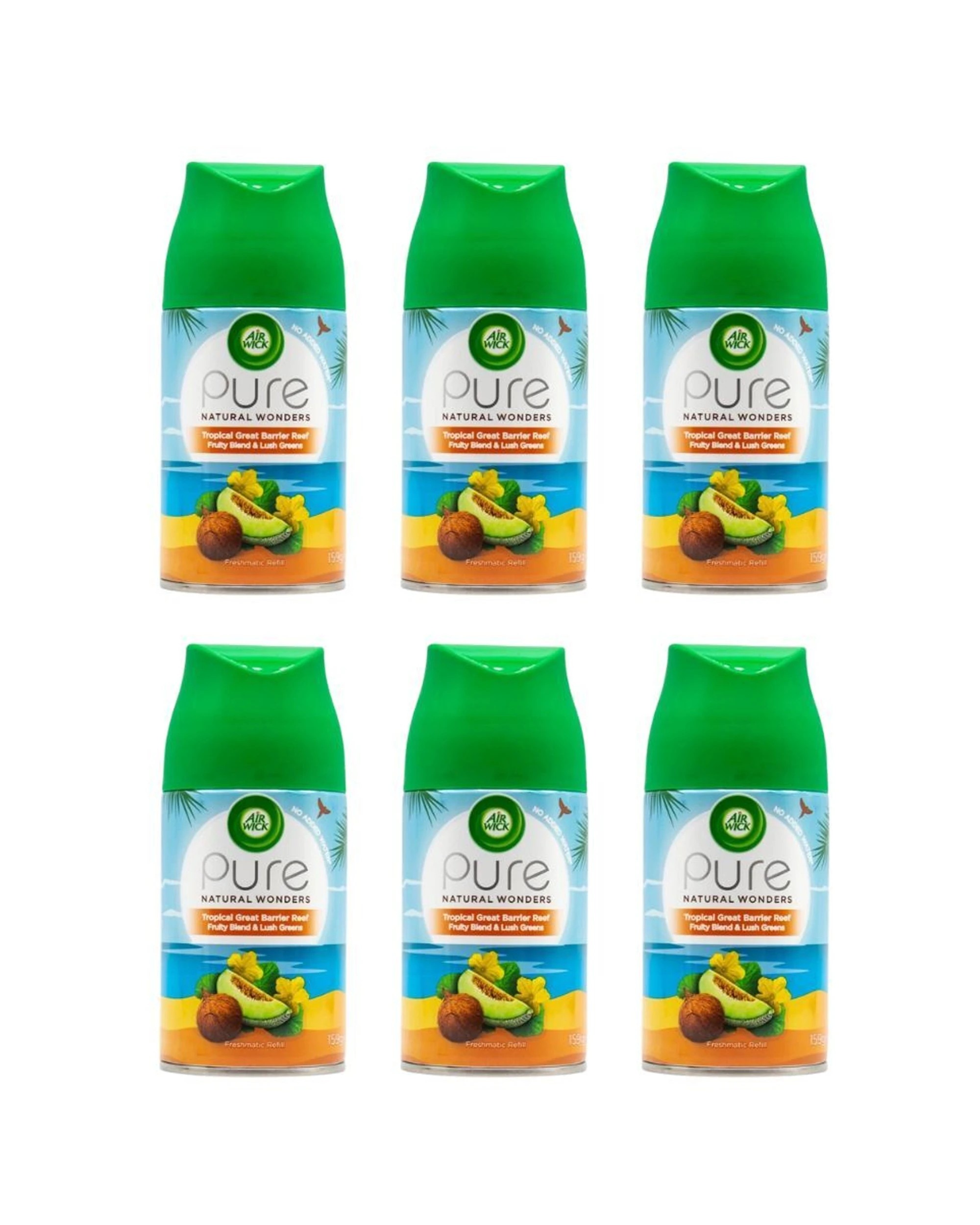 1 Air Wick 6PK Freshmatic Refill Tropical Great Barrier Reef Fruity Blend 159 - Green, 1 of 4