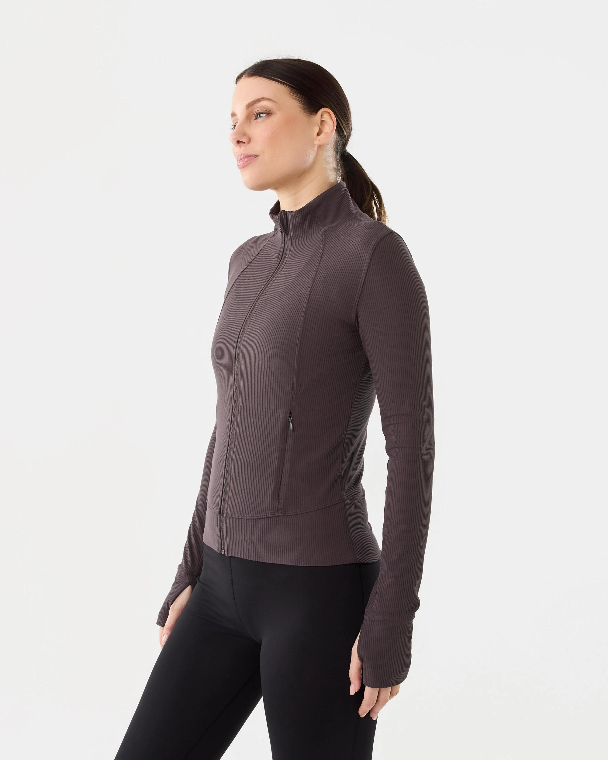 2 Active Womens Ultrasoft Rib Jacket Espresso, 2 of 7