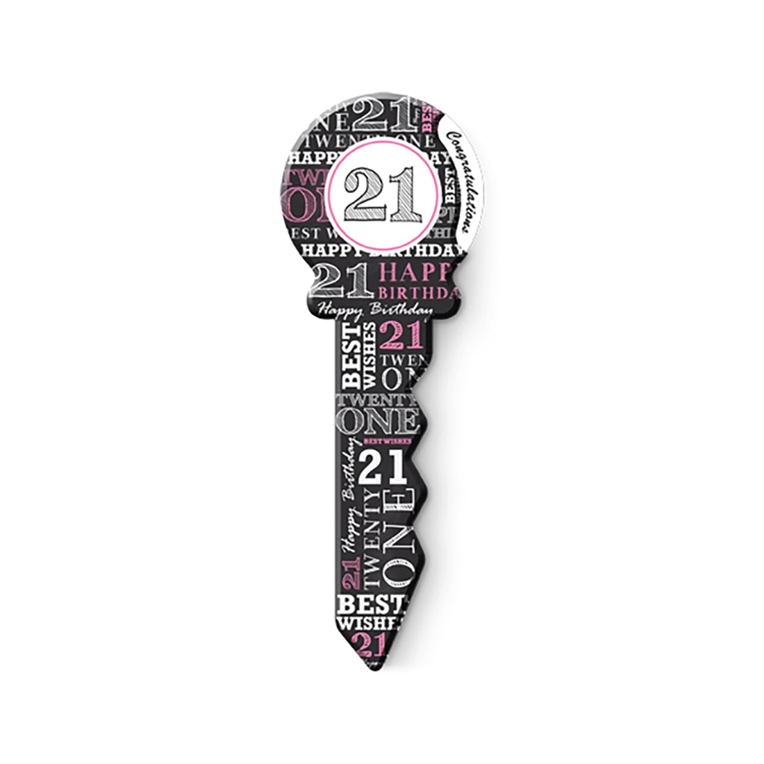 3 Small 21st Birthday Big Key Pink Fun Novelty Celebration Message Gift Set
 - Pink, 3 of 3