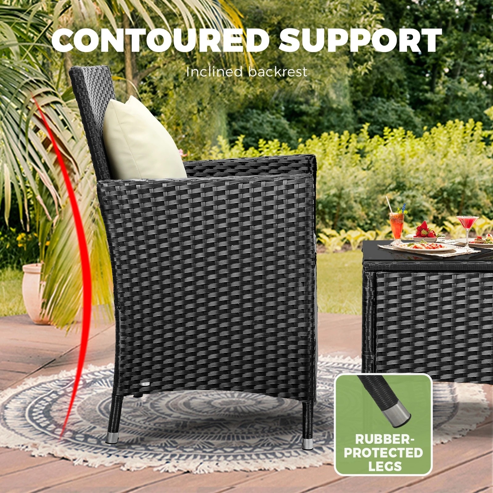 7 Livsip Outdoor Furniture 3 Piece Wicker Bistro Set Patio Chairs Table Garden
 - Multi, 7 of 10