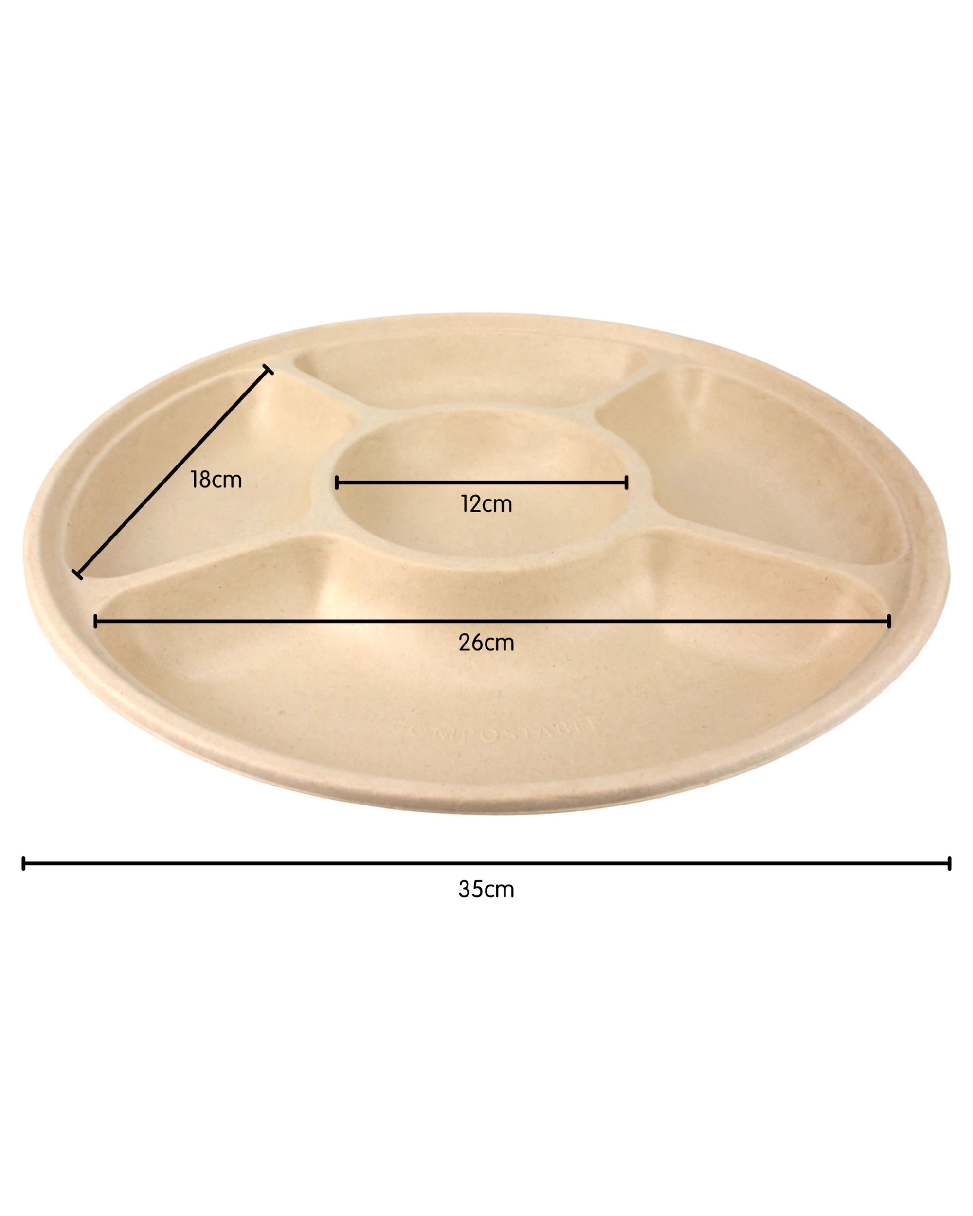 2 Durmaz Eco Biodegradable Chip and Dip Platters 35cm Pack of 2 - Natural, 2 of 3