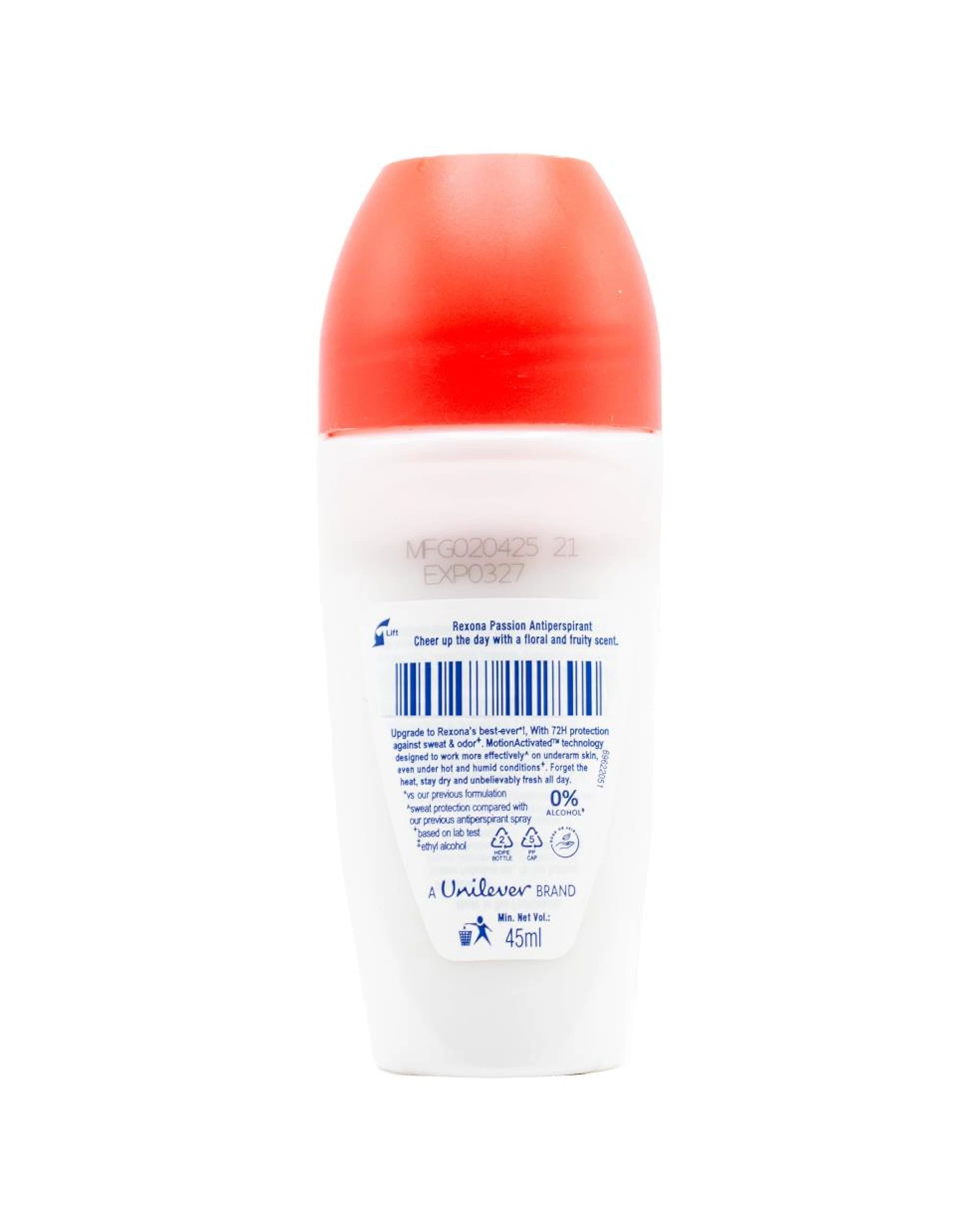 2 Rexona Women 72 Hour Protection Anti-Perspirant Roll On Deodorant 45ml Pass - Orange, 2 of 2