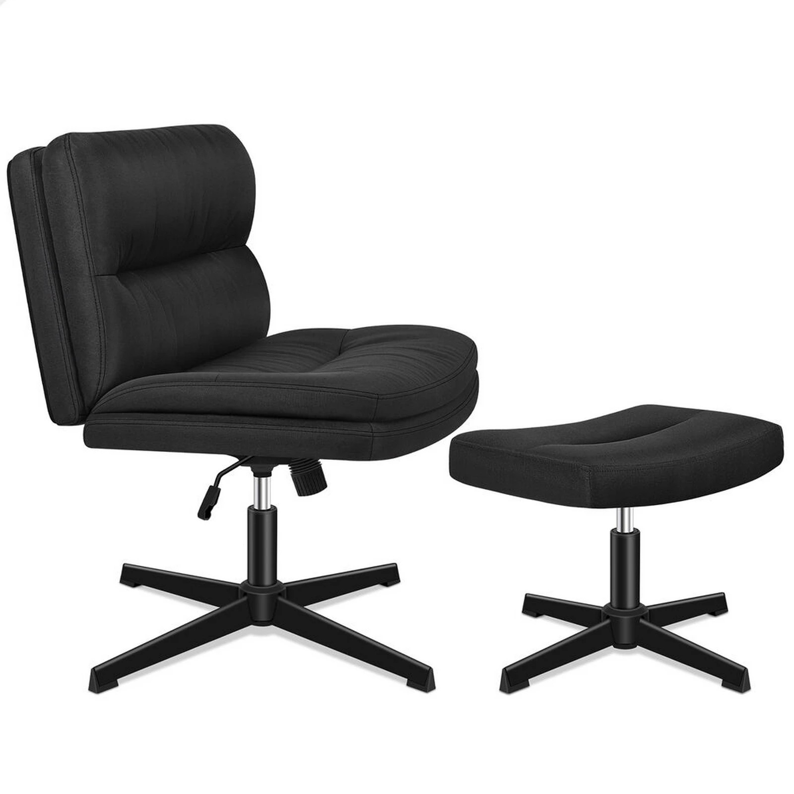 1 Alfordson Office Chair Computer Seat Cross-legged Work Ottoman Fabric - Black, 1 of 10