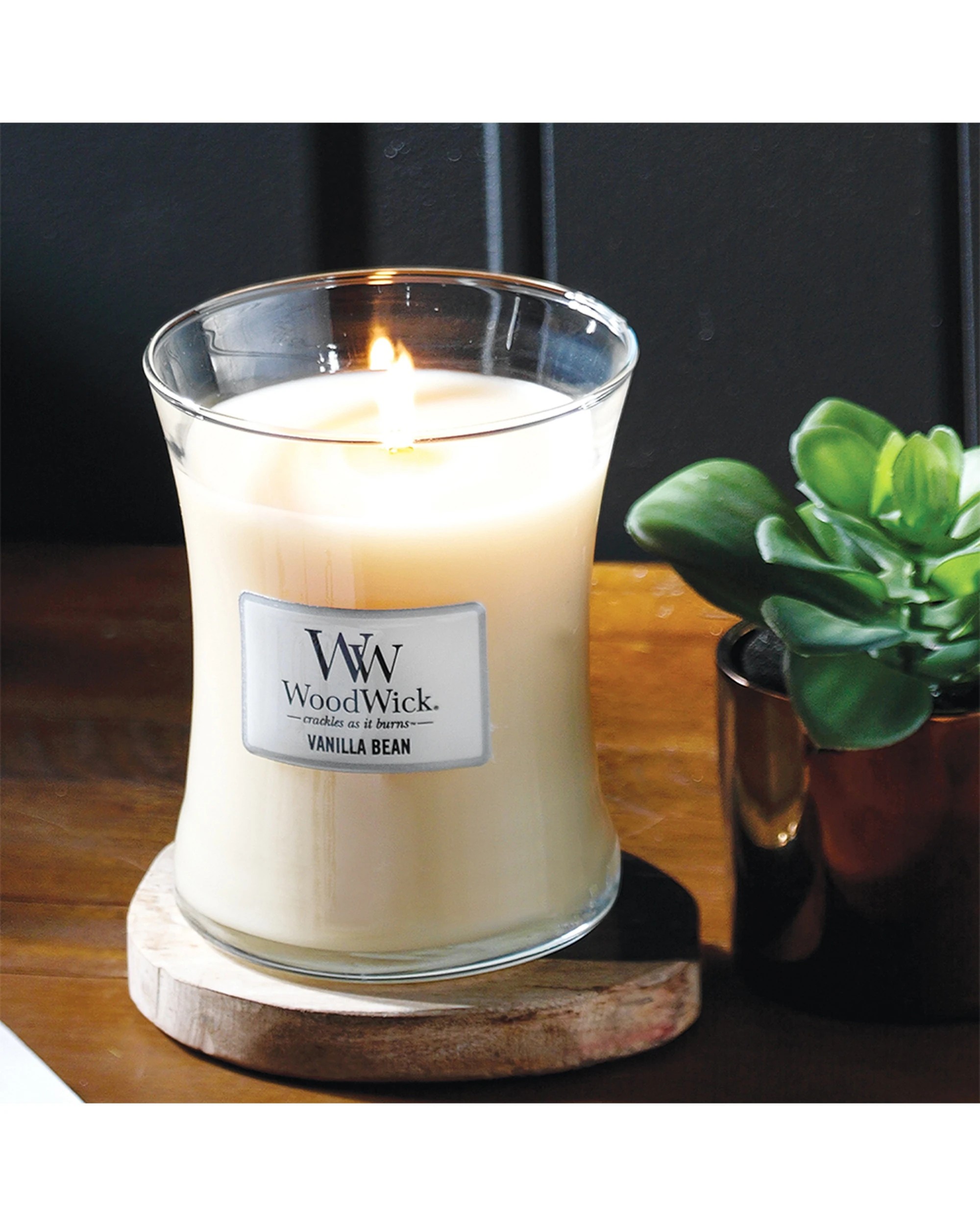 3 Woodwick Scented Soy Wax Candle Vanilla Bean Scented Home Fragrance Medium - White, 3 of 4