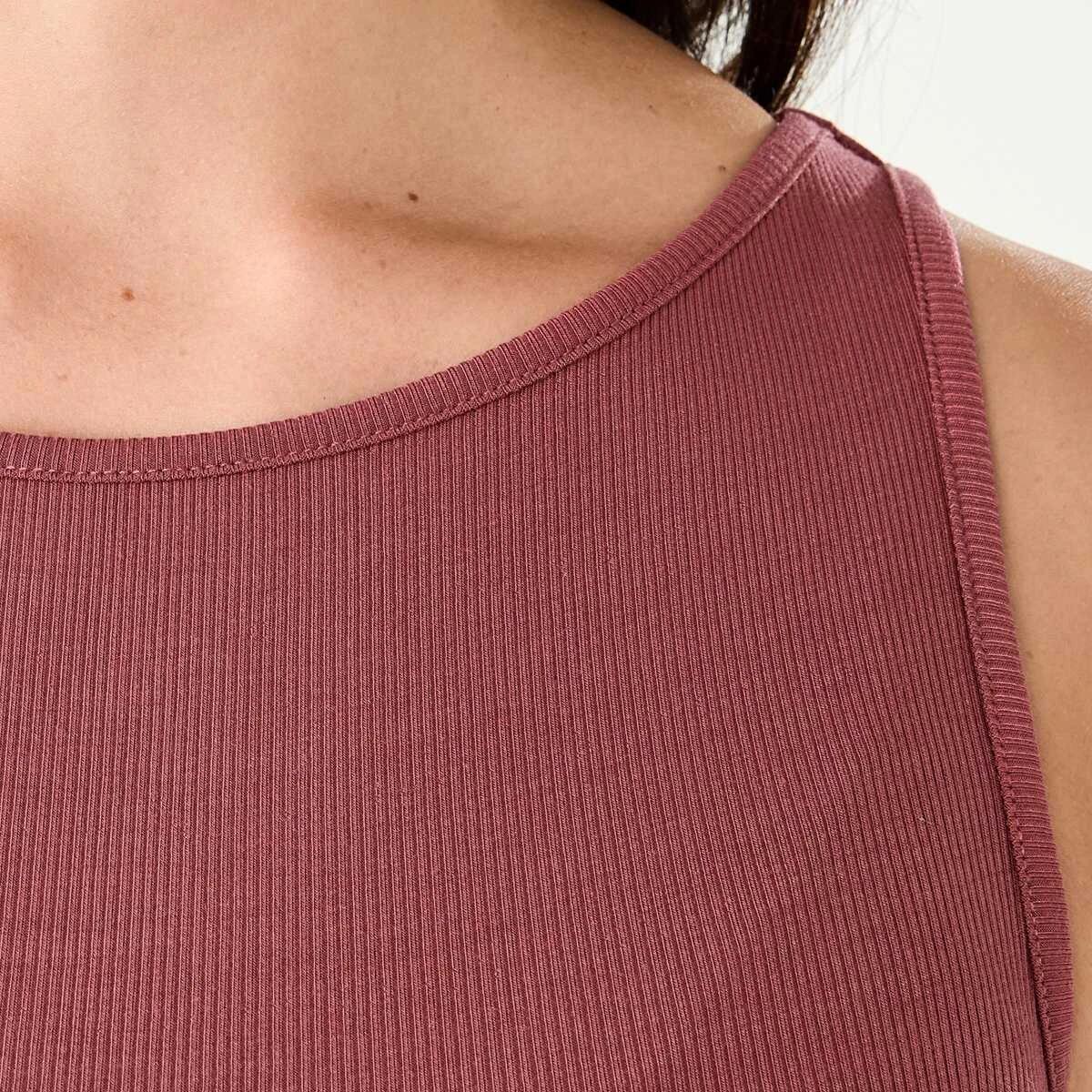 7 Sleeveless Rib Boat Neck Top Dried Red, 7 of 8
