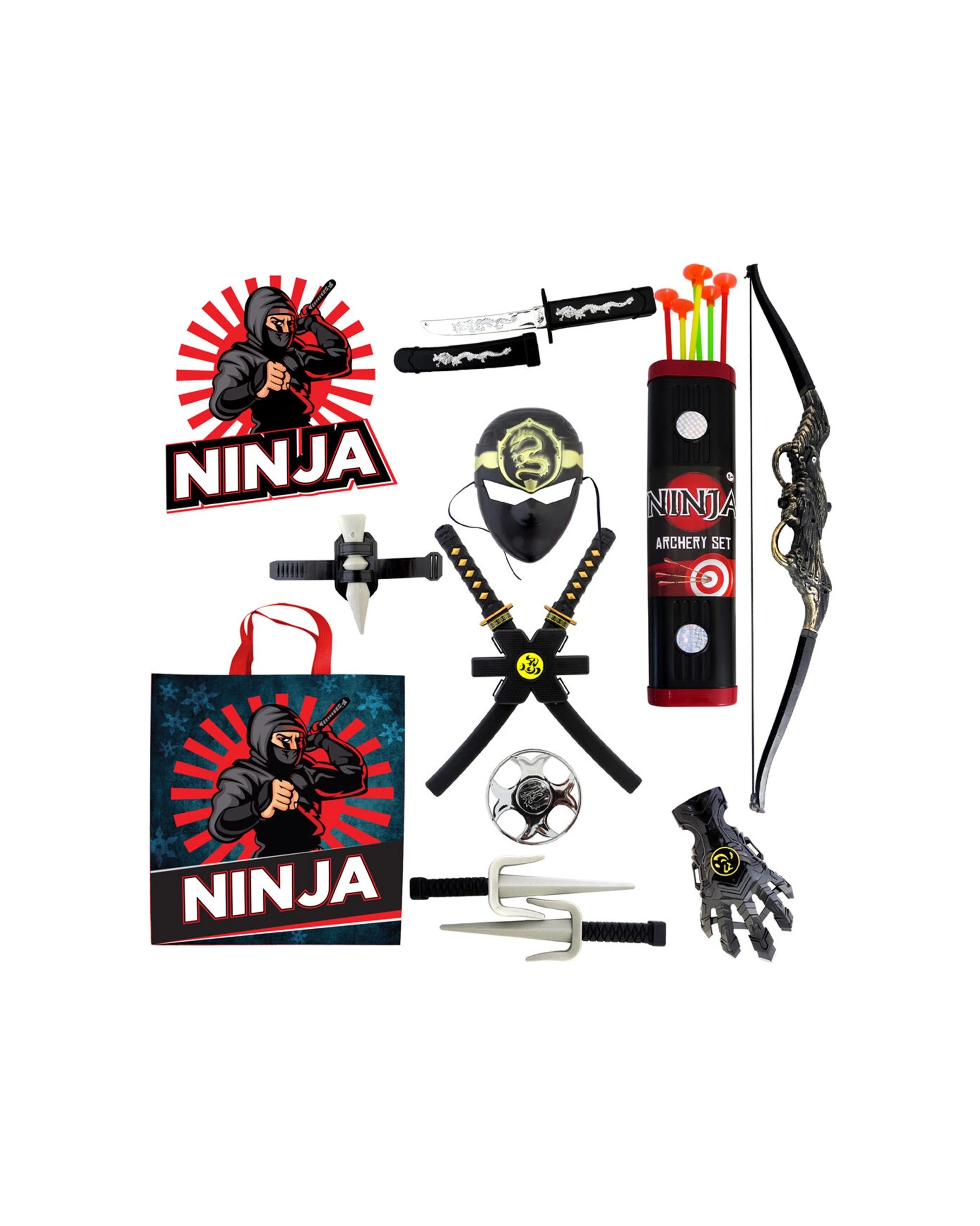 2 Ninja Showbag Ninja Mask Gloves Daggers Star Swords Toy Set Kids - Multi, 2 of 2