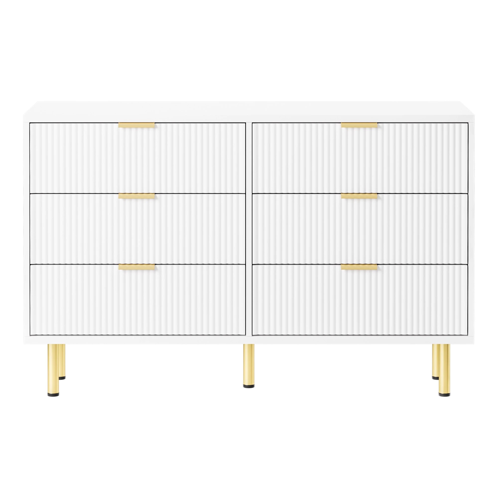 2 Levede Chest of 6 Drawers Storage Cabinet Hallway Tower Dresser Tallboy White, 2 of 10