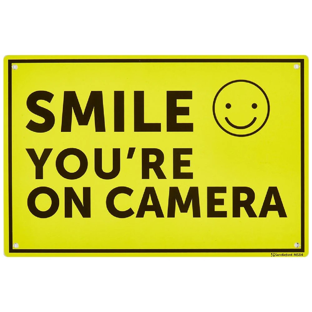 1 Sandleford Smile You're on Camera Sign 300 x 200mm, 1 of 1