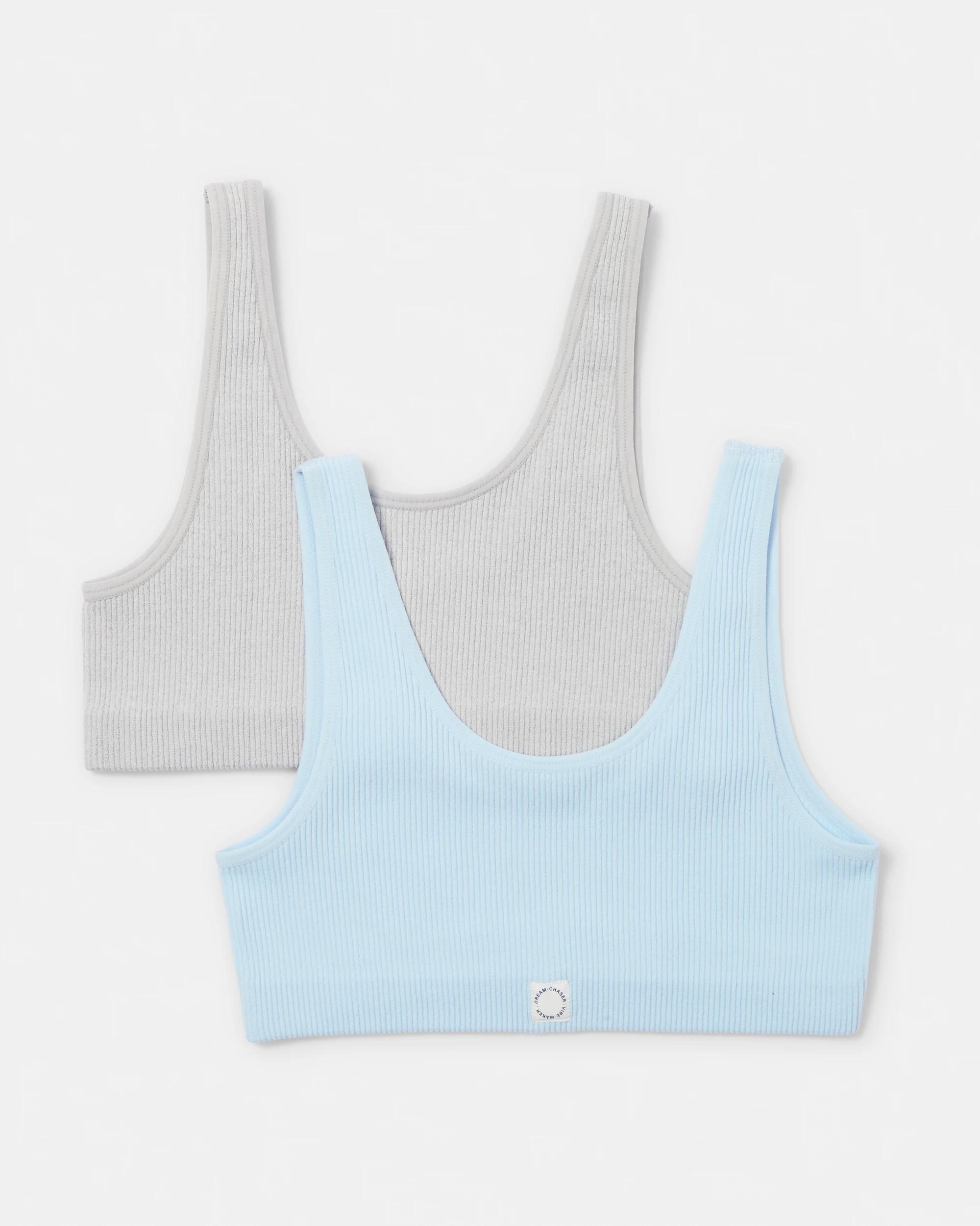 1 2 Pack Rib Seamfree Crop Blue/marle, 1 of 3