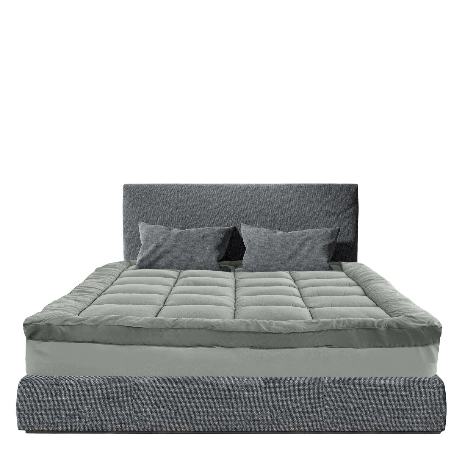 2 Royal Comfort 800GSM Bamboo Blend Mattress Topper 45cm Deep Skirt - Double Bed - Charcoal, 2 of 9