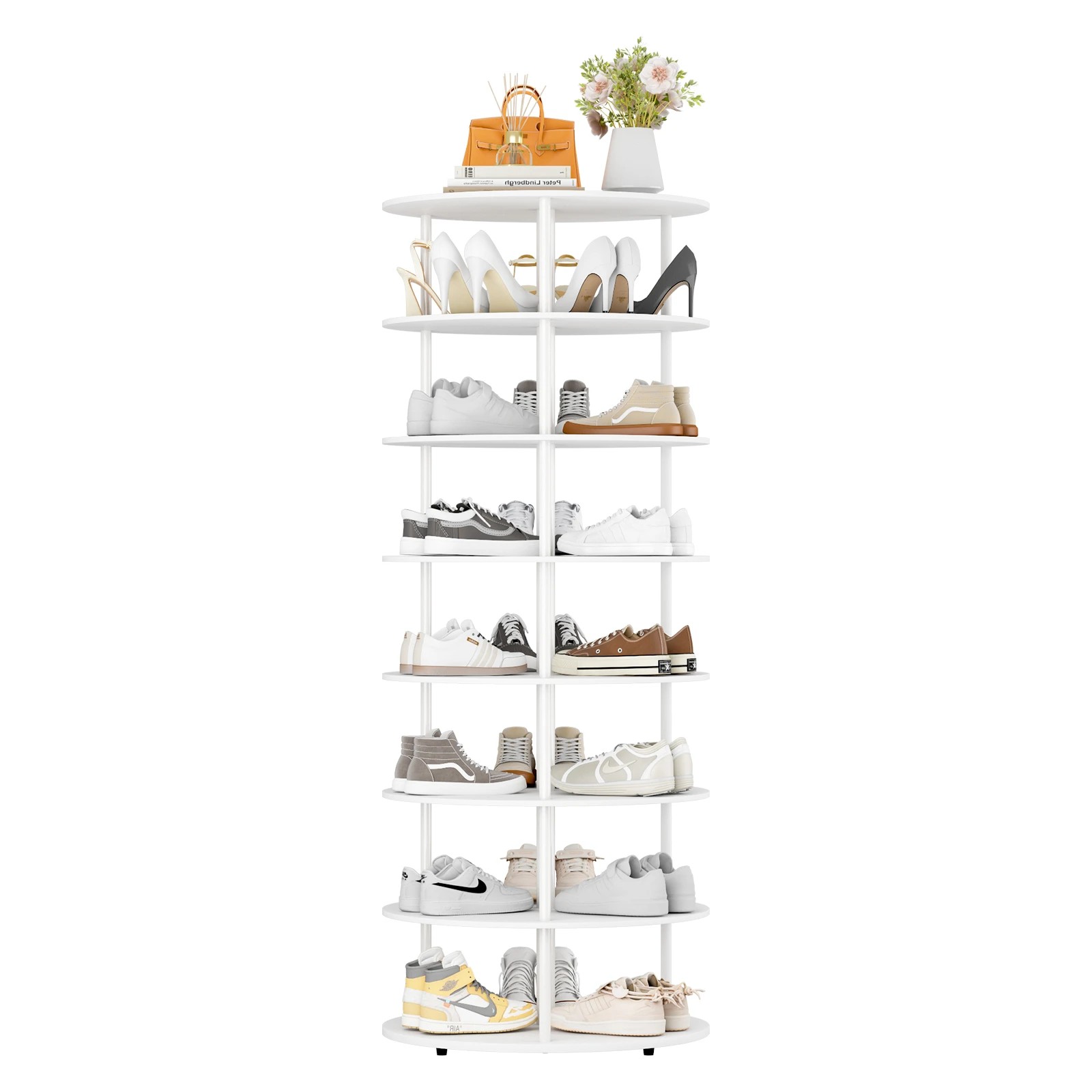 9 Advwin Rotating Shoe Rack Tower 7-Tiers Revolving Free Standing Shoe Storage Organizer, 9 of 9