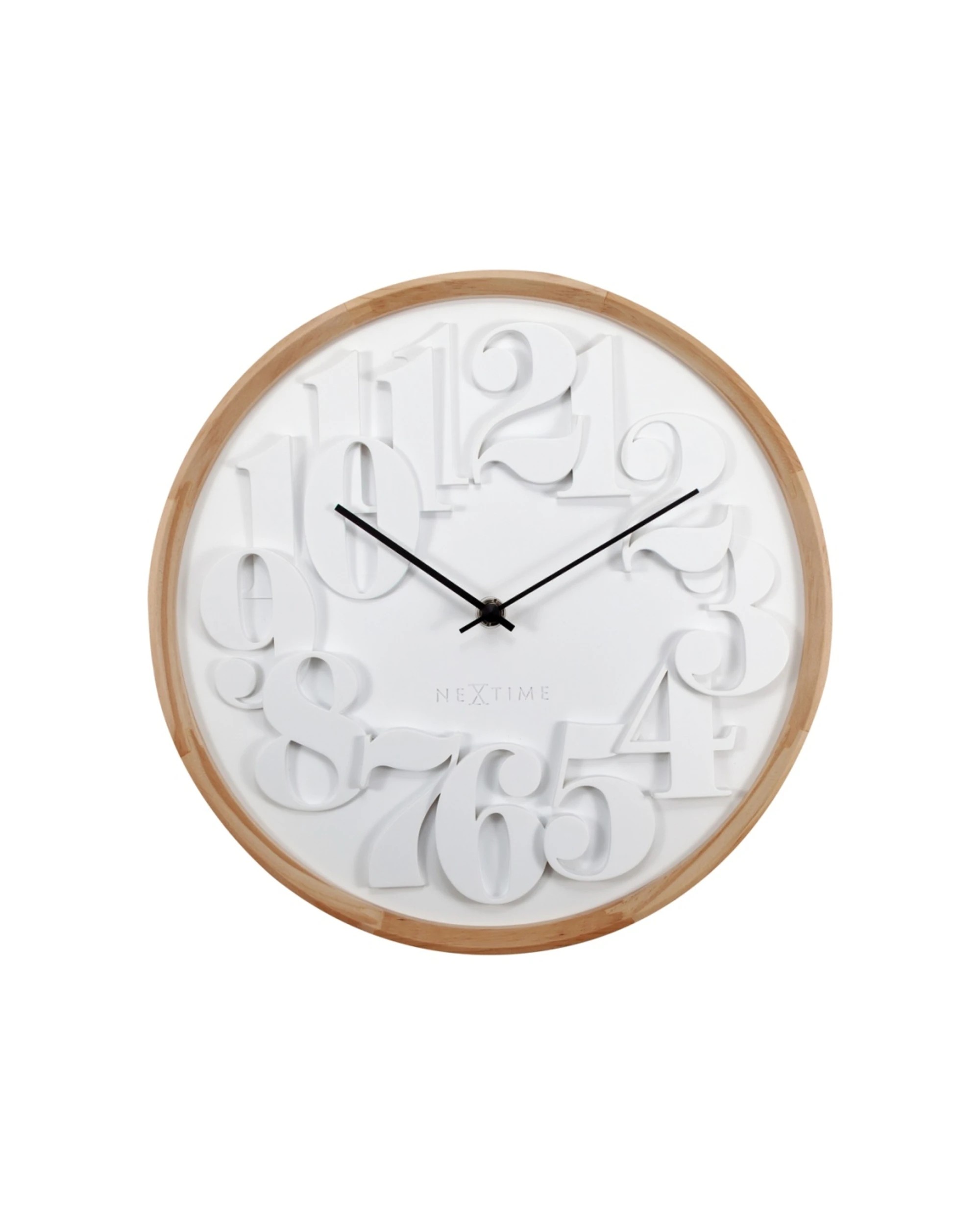 1 NeXtime Shunkan Japanese Design Wall Clock Pine Wood Concrete - Natural, 1 of 6
