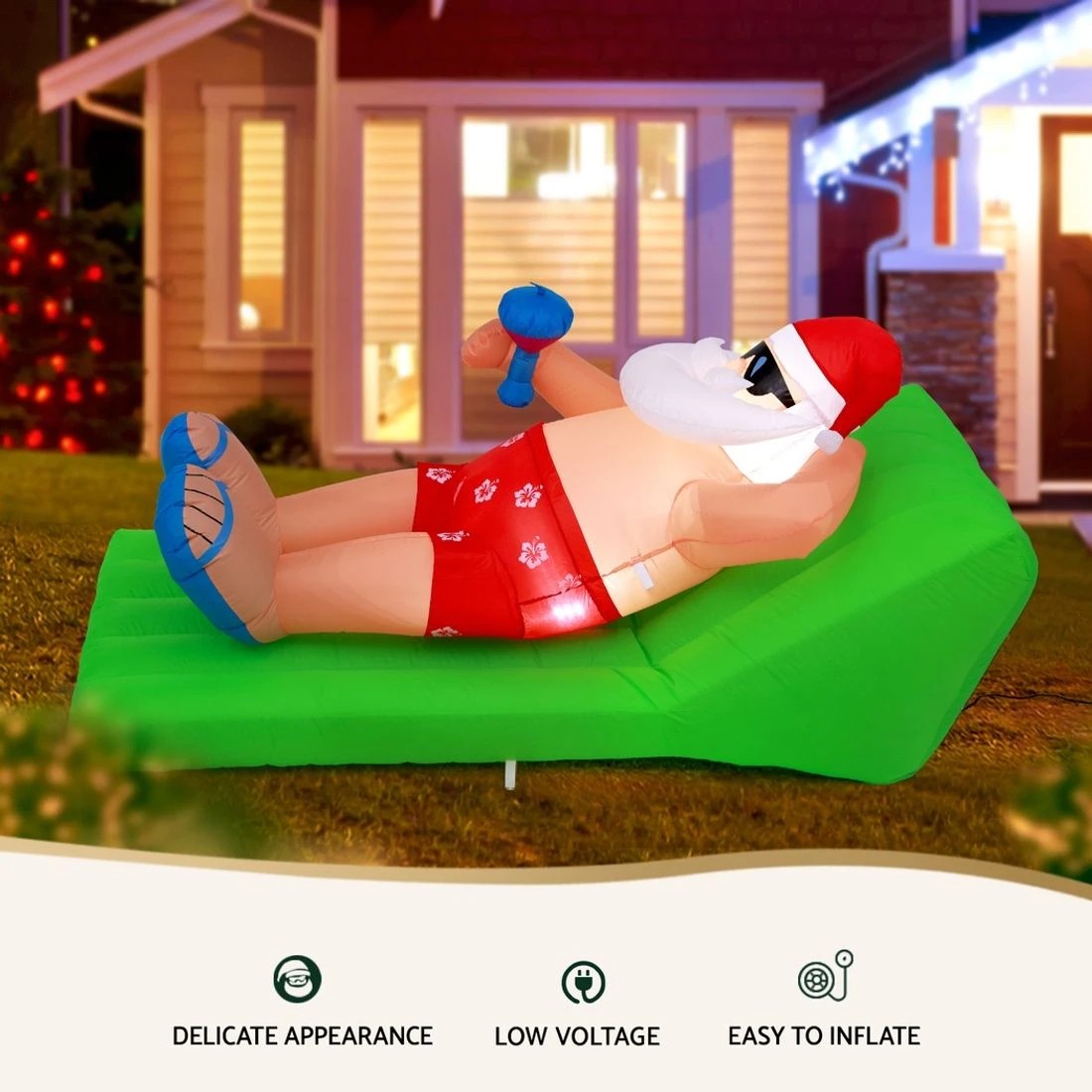 5 Jingle Jollys Christmas Inflatable Santa Bench 1.8M LED Illuminated Decorations - Multi, 5 of 6