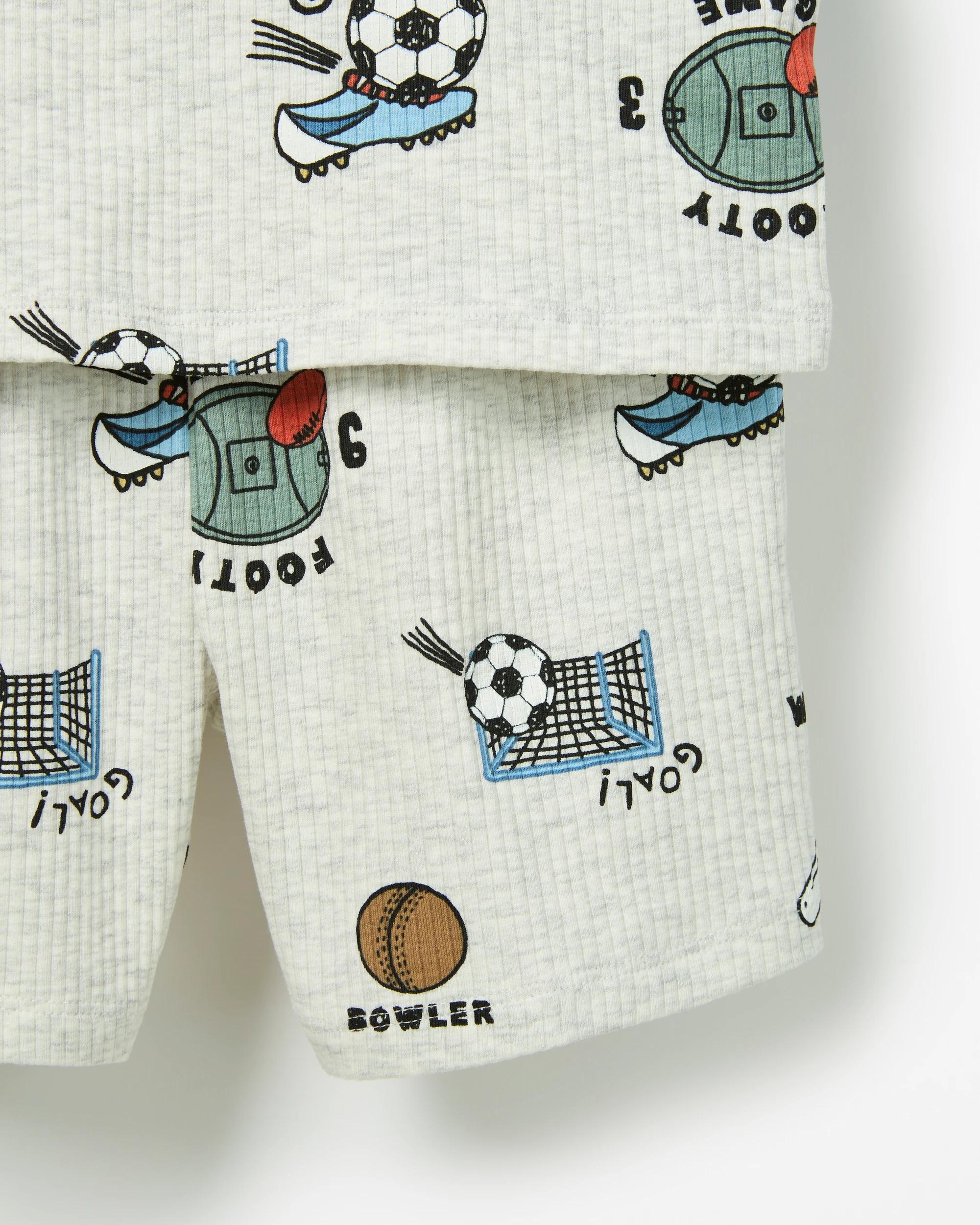 3 Target Kids Australian Cotton-blend Rib Short Pyjama Set — Navy Monster Truck GREY MARLE SPORTS, 3 of 4