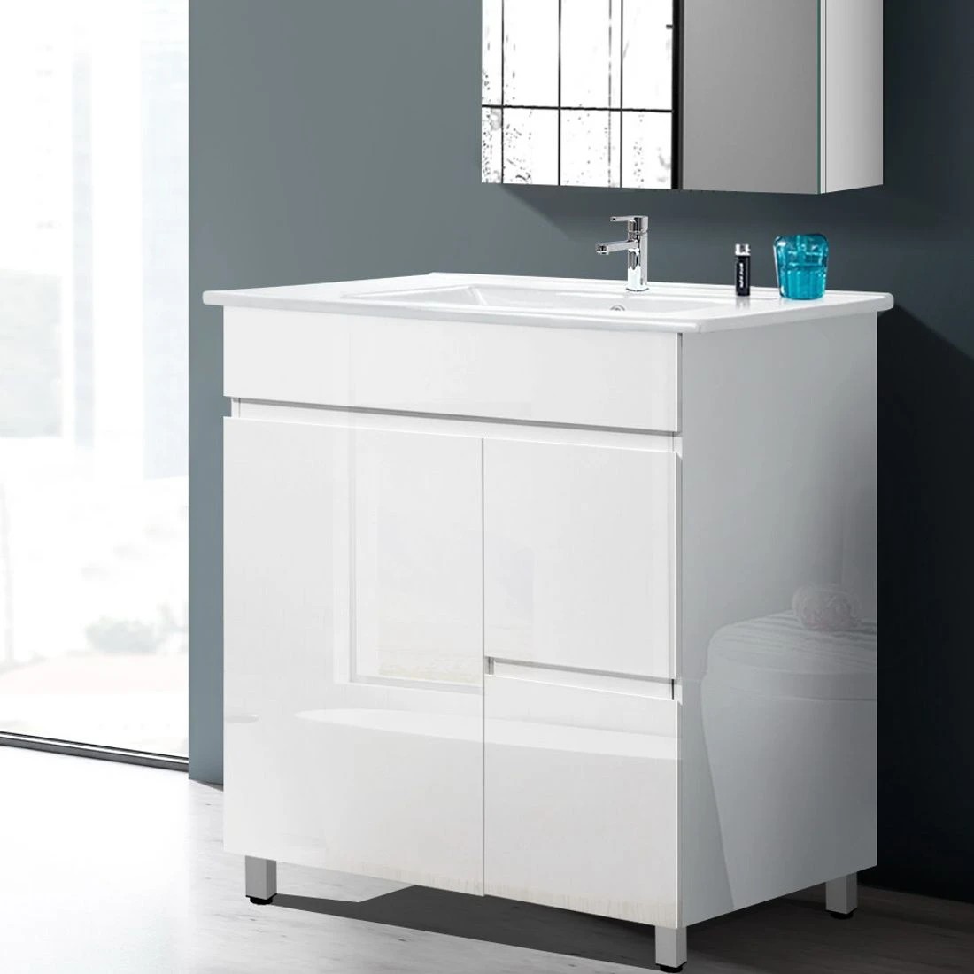6 Cefito Vanity Unit 765mm Freestanding Basin Cabinet - White, 6 of 6