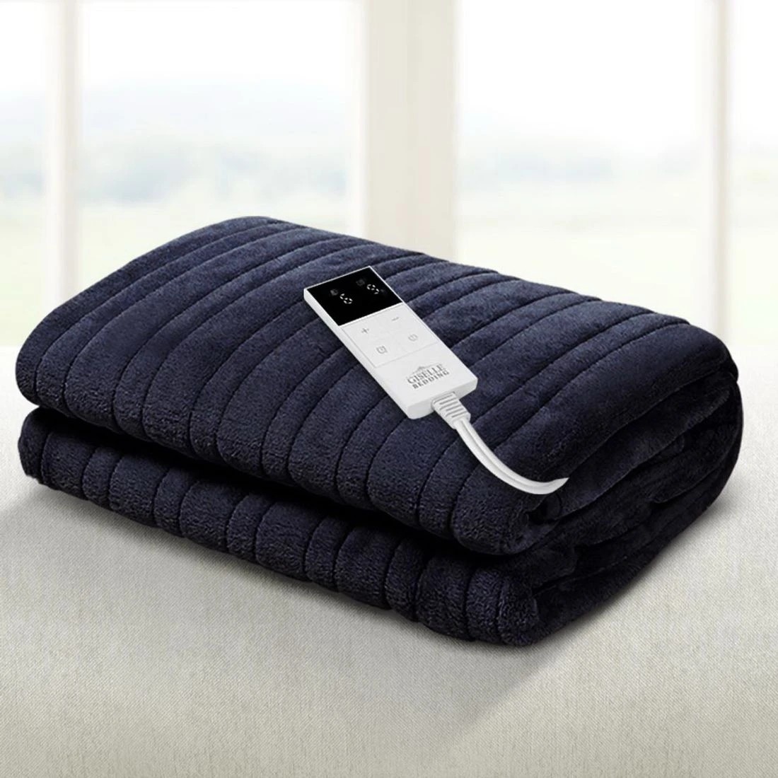 1 Giselle Electric Throw Rug Heated Blanket Fleece Charcoal - Charcoal, 1 of 10
