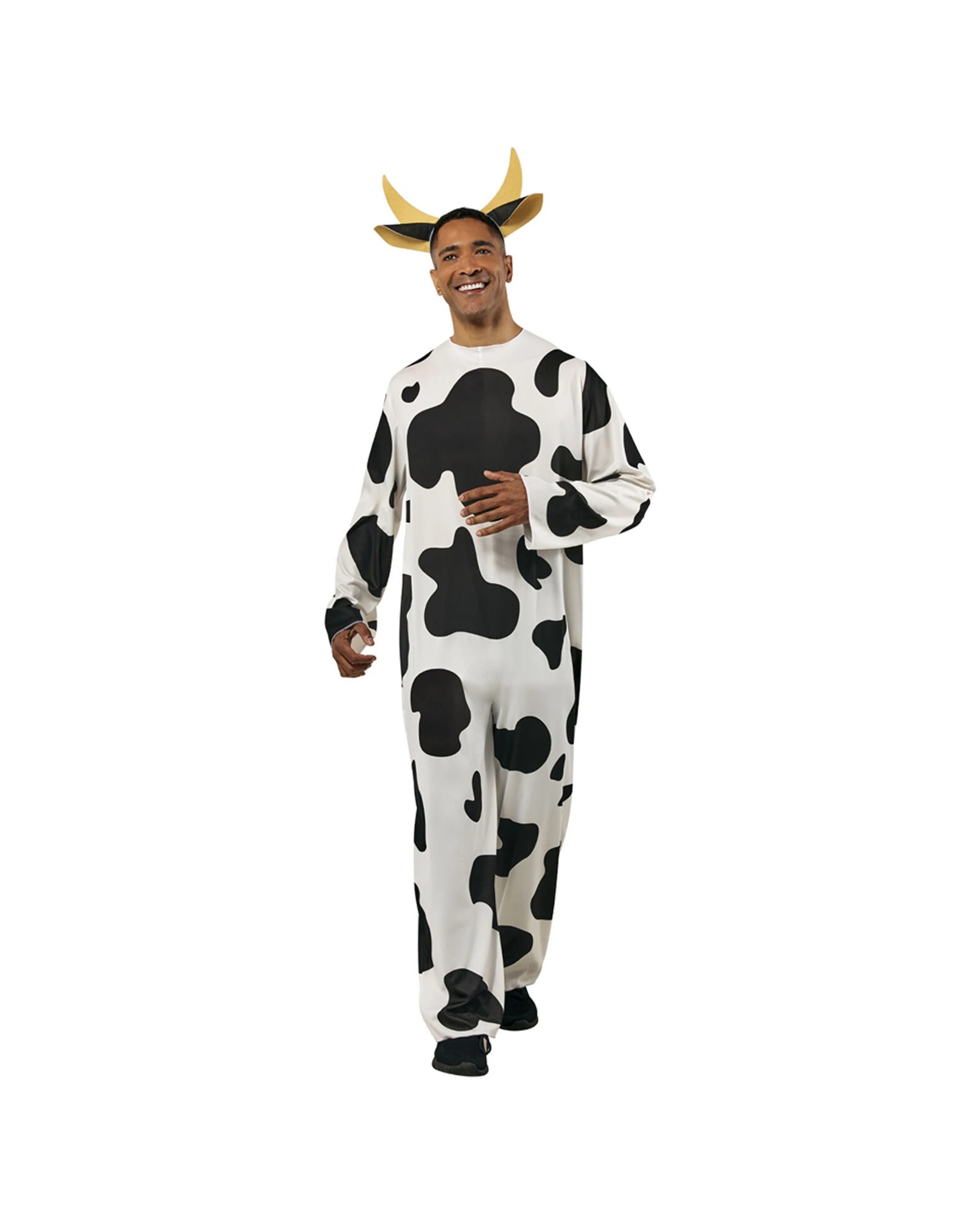 1 Rubies Cow Furry One Piece Costume Unisex Size S-m With Tail White Spots
 - Black, 1 of 4