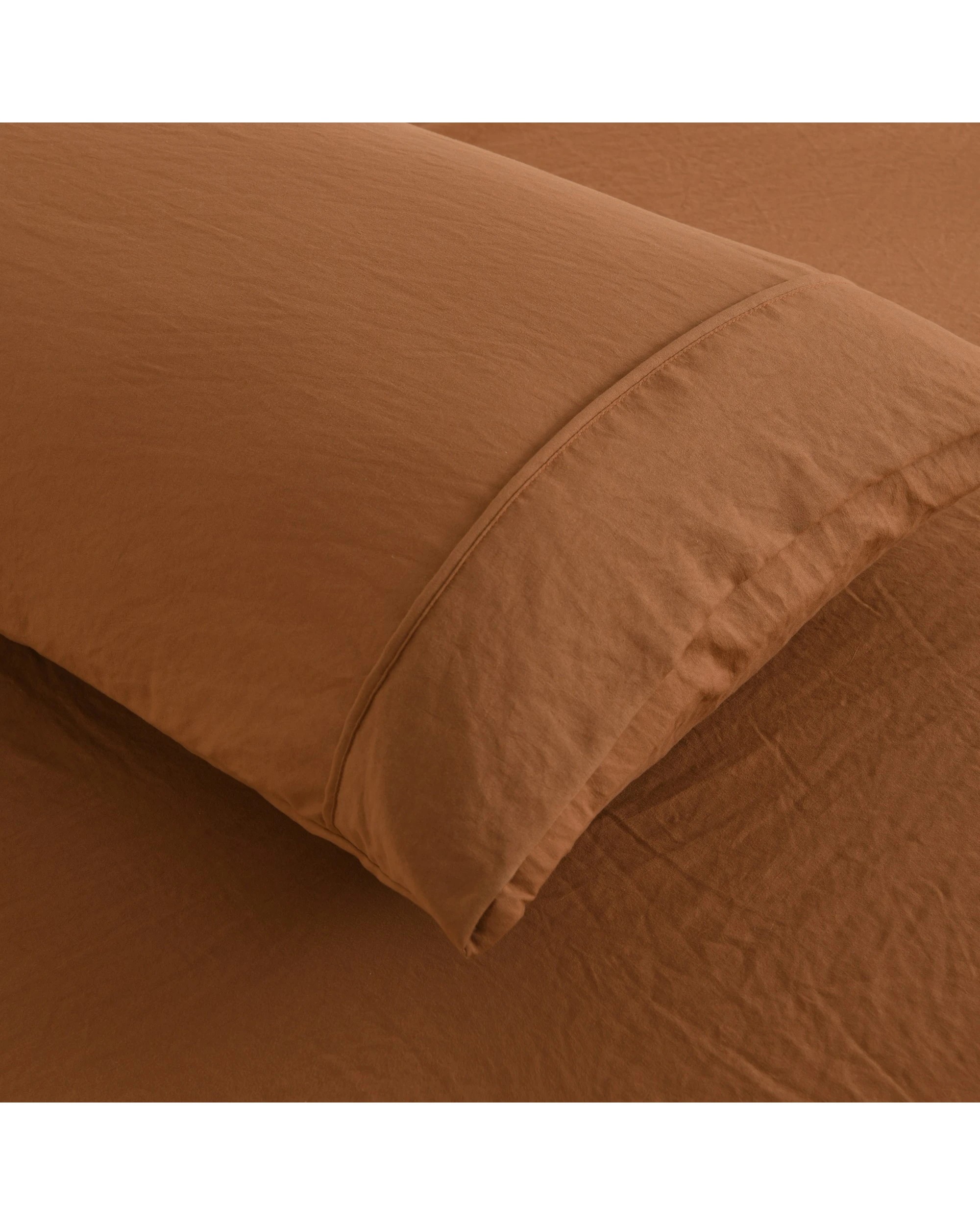 5 Dreamaker Superfine Washed Microfibre Combo Fitted Sheet Set - Super King Bed - Rust, 5 of 6