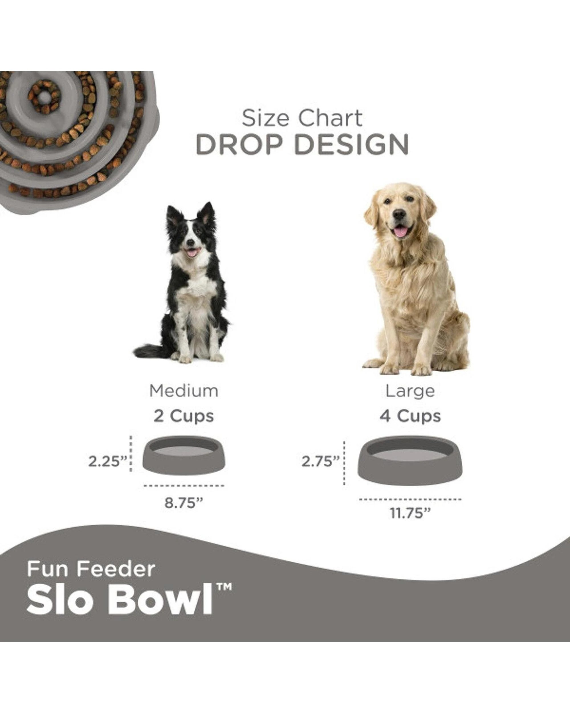 4 Outward Hound Fun Feeder Interactive Slow Bowl Drop for Dogs Grey Medium, 4 of 6