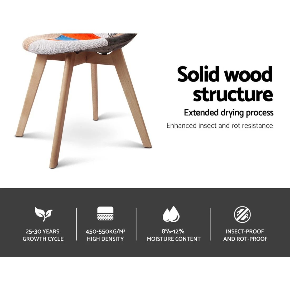 7 Artiss Dining Chairs Set of 2 Fabric Retro Replica DSW - Multi, 7 of 8