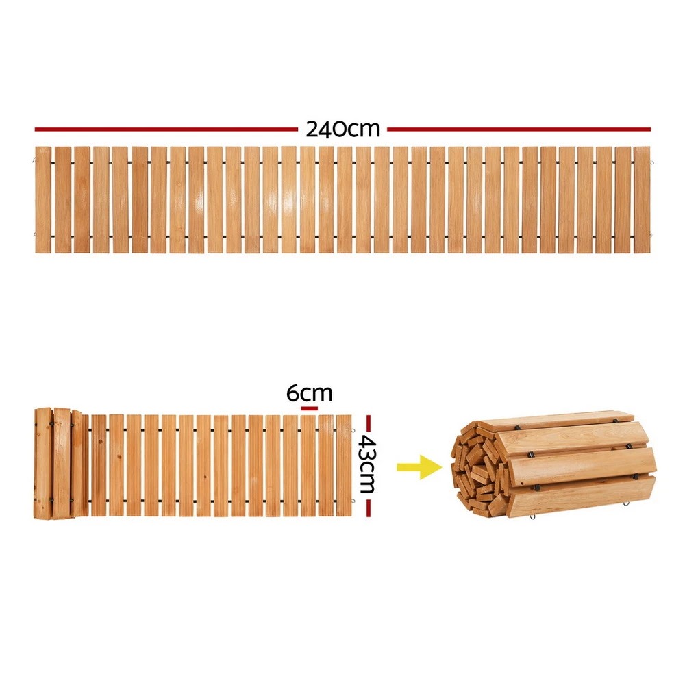2 Gardeon 8FT Wooden Garden Pathway Roll-Out Straight Walkway Outdoor Backyard - Brown, 2 of 6