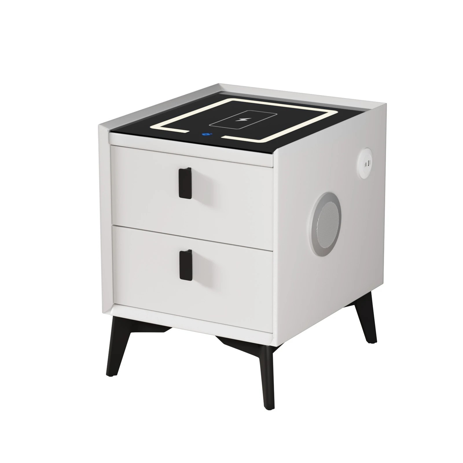 1 Oikiture Smart Bedside Table Wireless Charging Led Lights Nightstand
 - White, 1 of 10