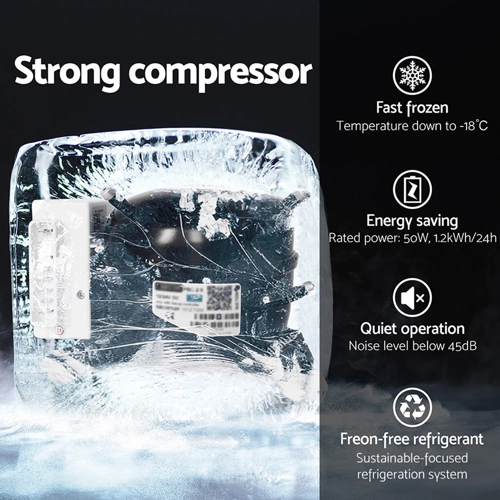 6 Glacio 65L Portable Fridge Freezer Bar Upright 12V/24V/240V Camping Caravan - Silver, 6 of 10