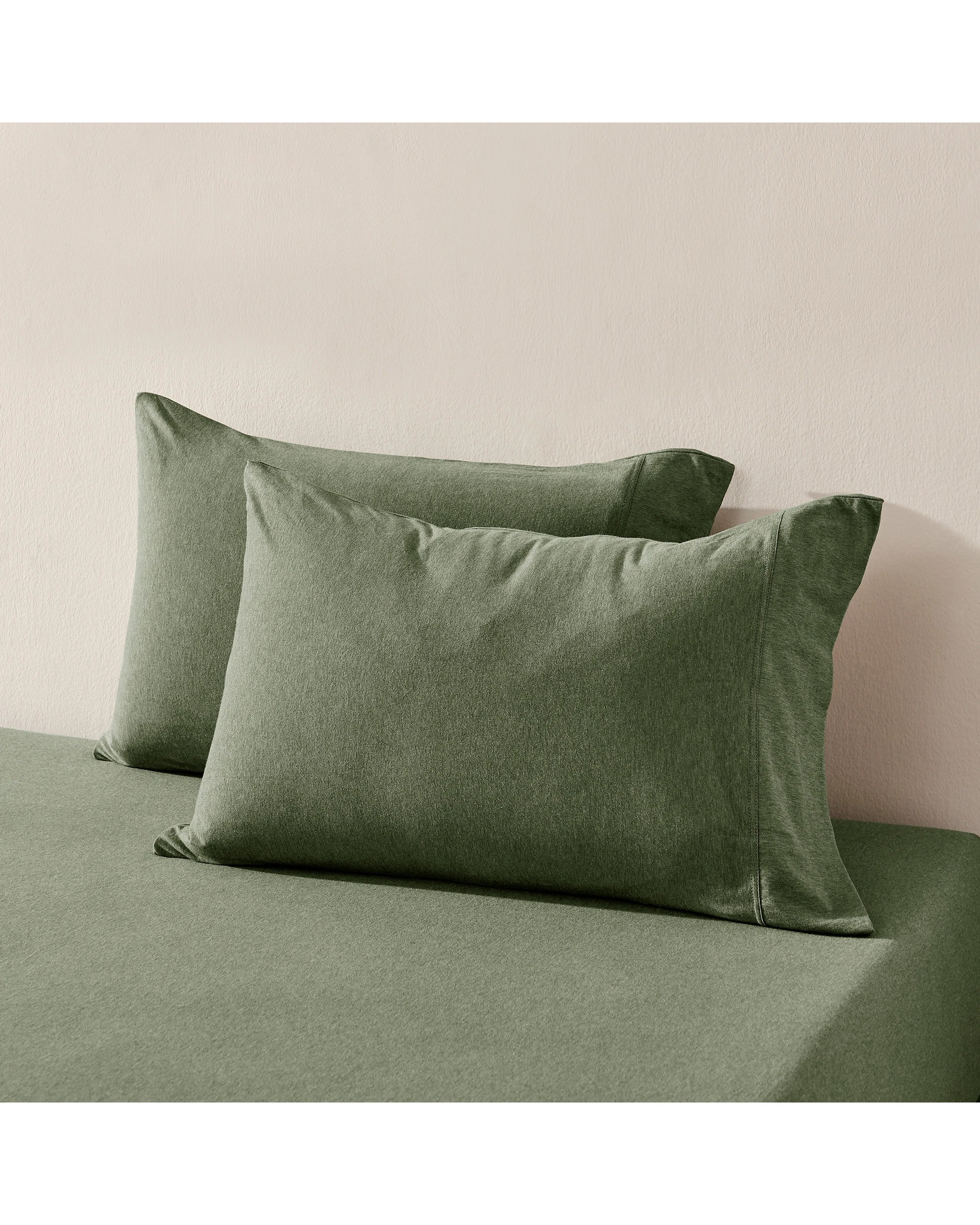 1 Dreamaker Jersey Luxe 100% Cotton Standard Pillowcase Twin Pack - Olive, 1 of 5