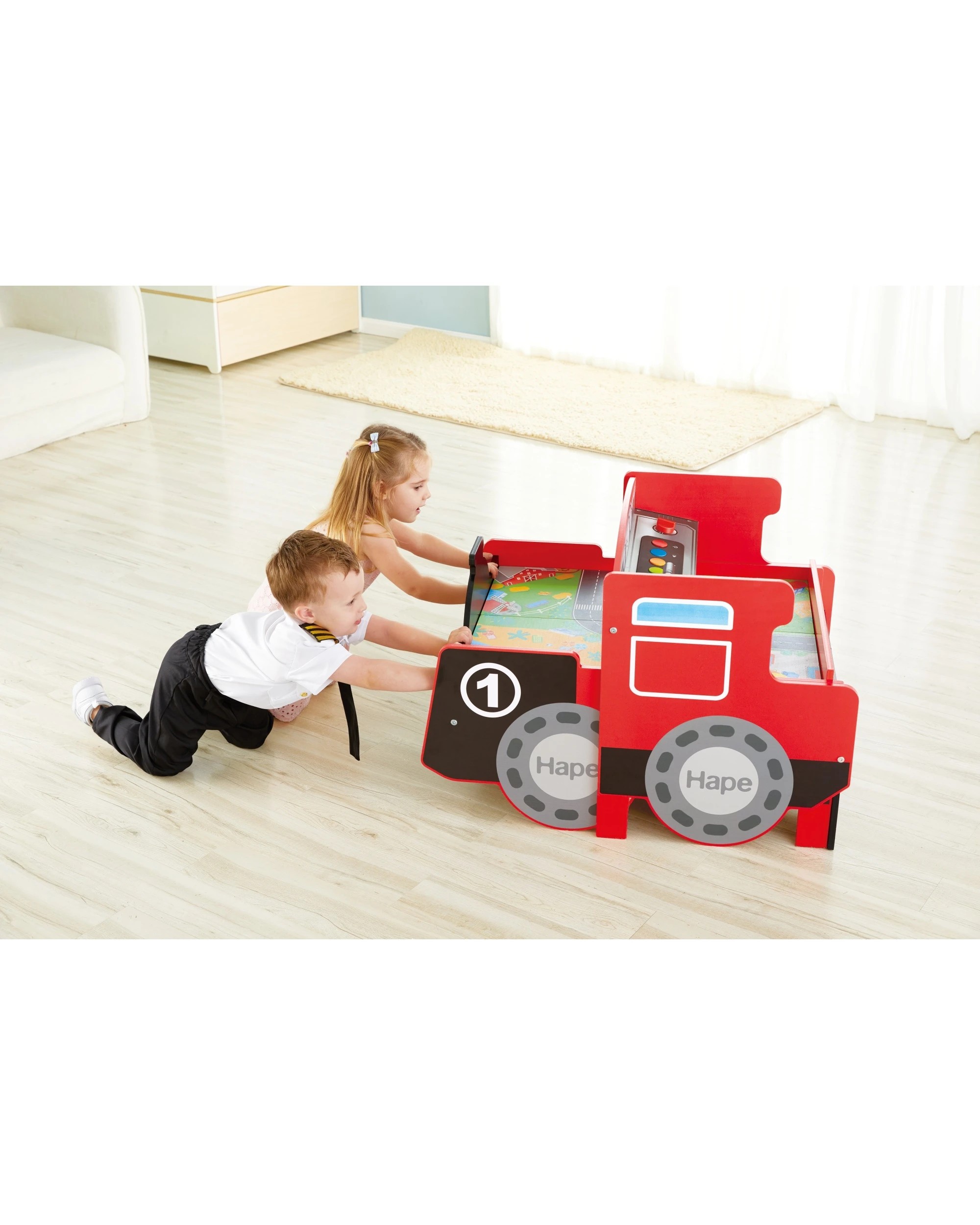 5 Hape Kids Ride-On Engine Table Toy Train Playset With Light Sound Effects & Storage - Red, 5 of 5