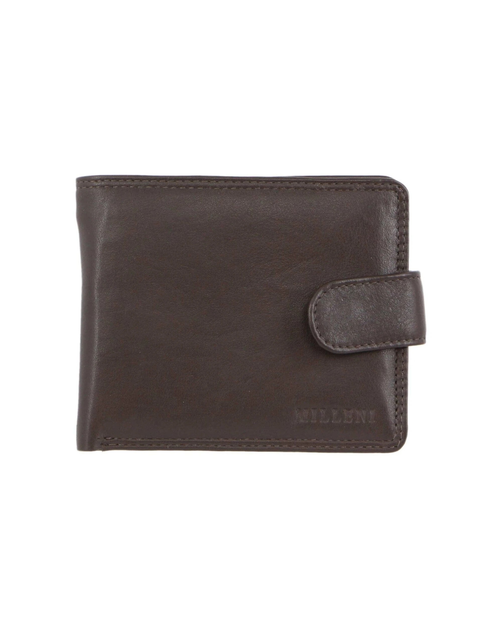 1 Milleni Men's Leather Tab Card/Cash RFID Protected Wallet 11cm - Brown, 1 of 1
