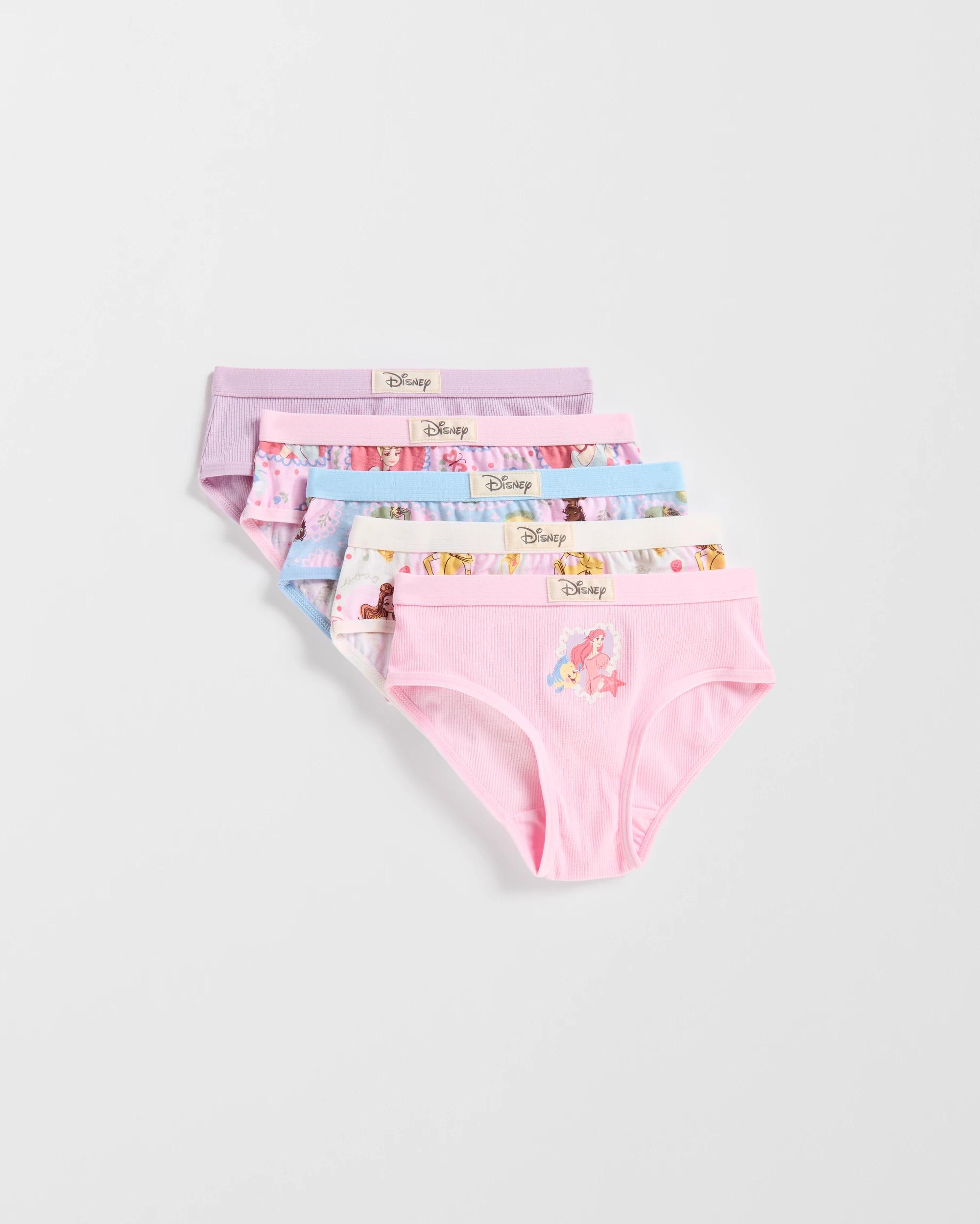 2 Disney Princesses Australian Cotton Younger Girls Briefs 5 Pack MULTI, 2 of 3