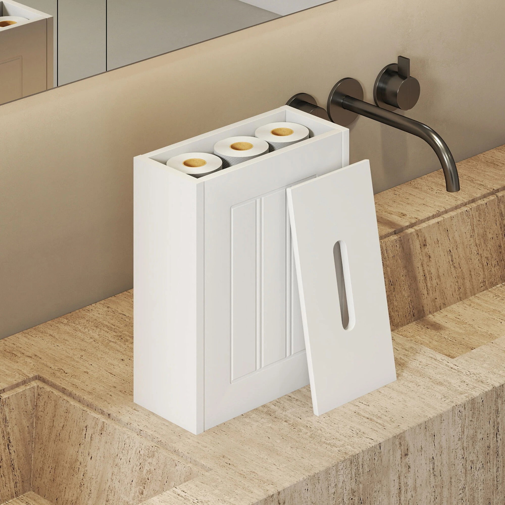 8 Levede Bathroom Storage Box Lid Slim Toilet Paper Storage Organiser Container, 8 of 9