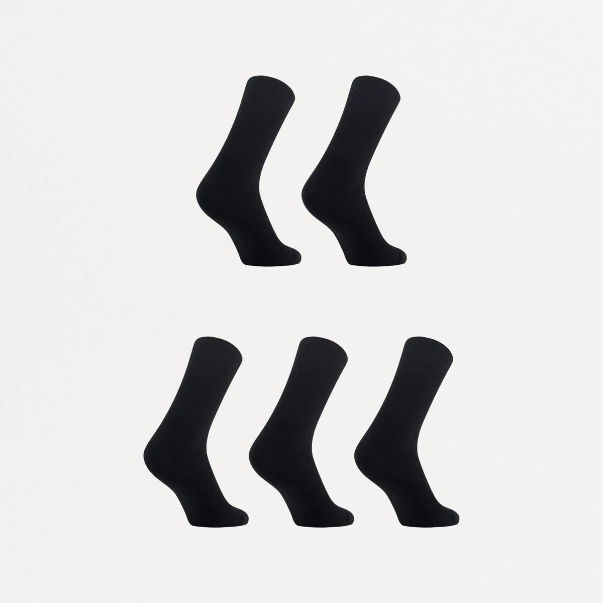2 5 Pack Full Terry Crew Sports Socks BLACK, 2 of 3