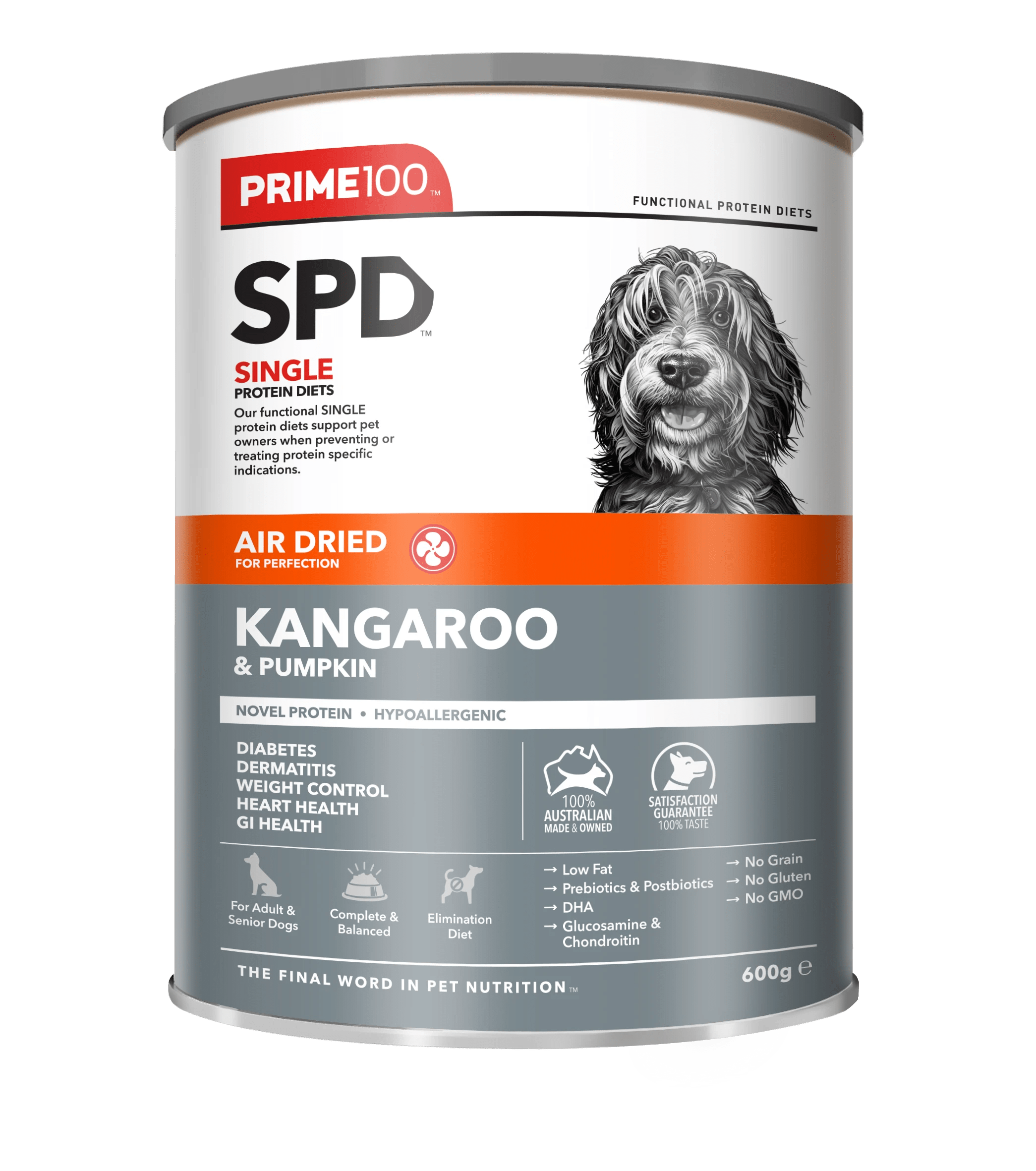 1 Prime100 Spd Air Dried Kangaroo & Pumpkin Dog Dry Food - 2.2kg, 1 of 1