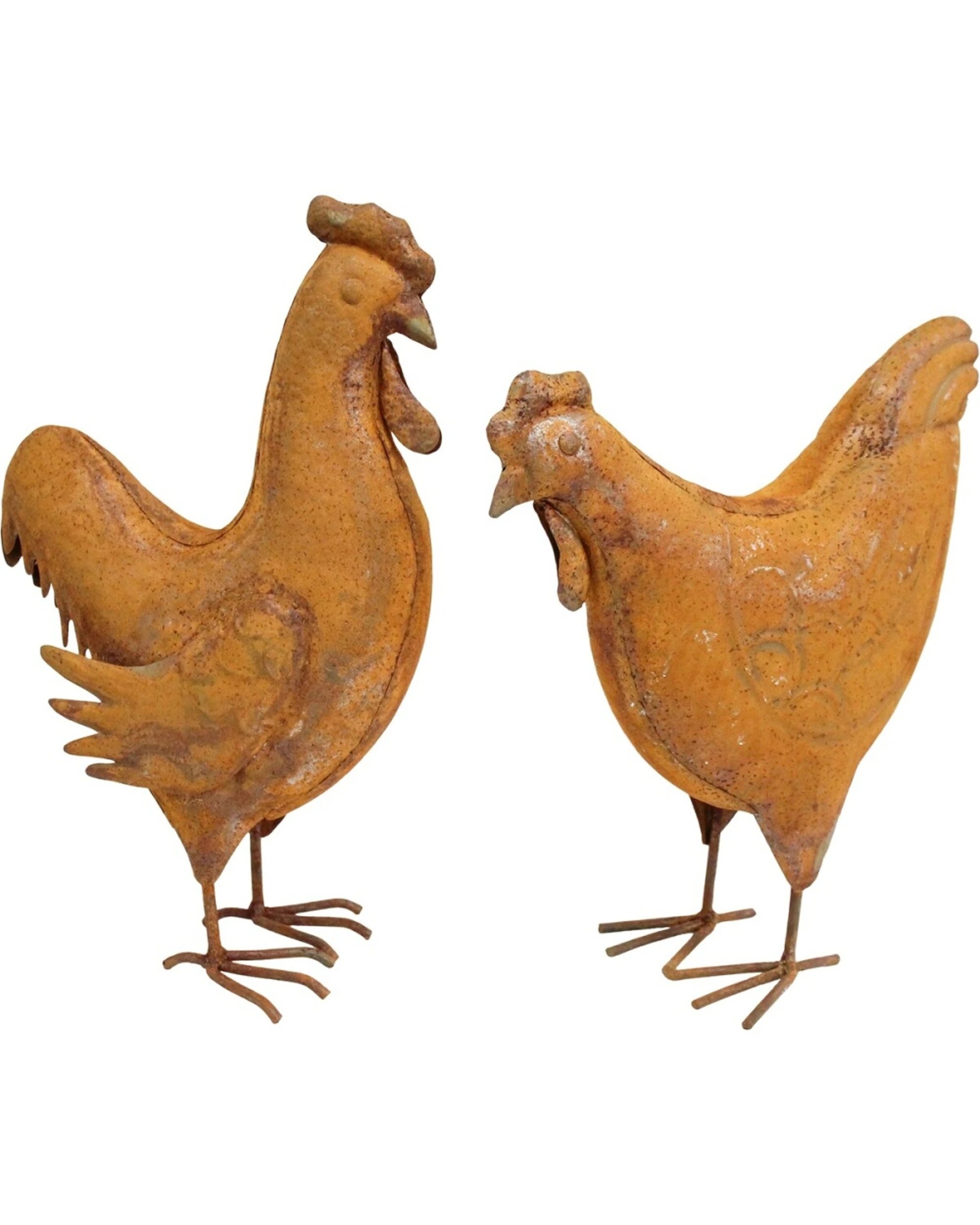 2 LVD Rooster Decorative Metal Sculpture Indoor Outdoor Decor Weathered Metal - Brown, 2 of 2