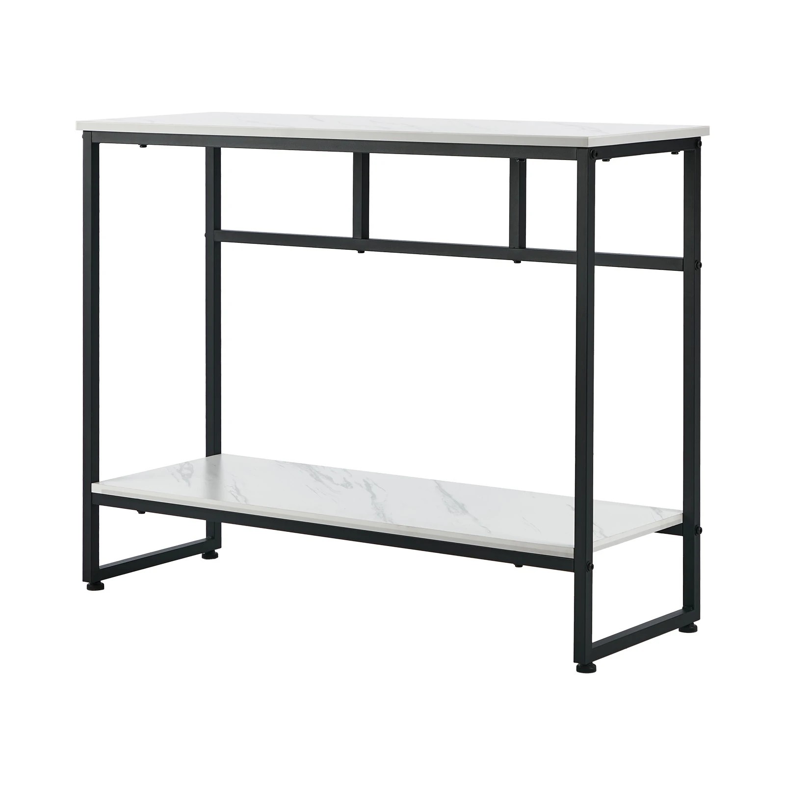 1 Oikiture Console Table Hallway Marble Effect Metal Entry Table Display - Black, 1 of 9