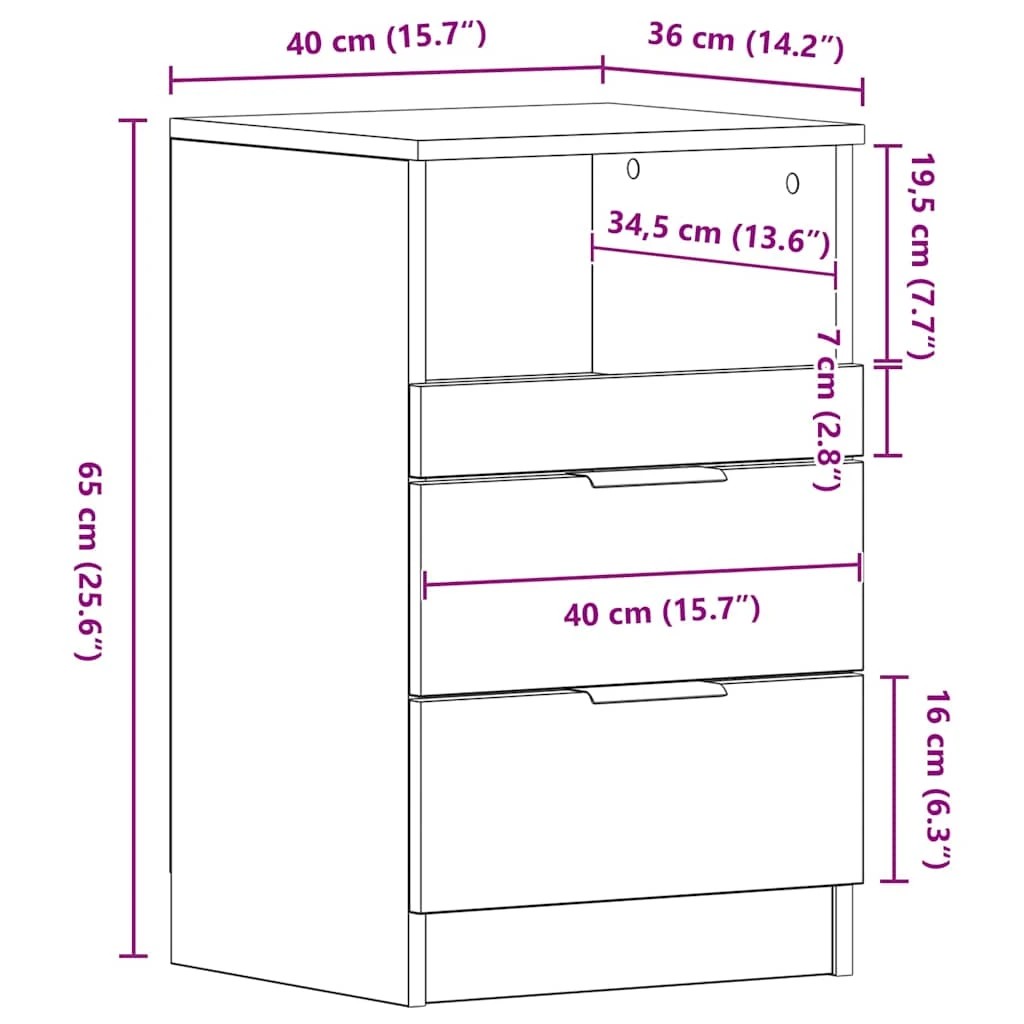 9 vidaXL Bedside cabinet Ample Storage - White, 9 of 10