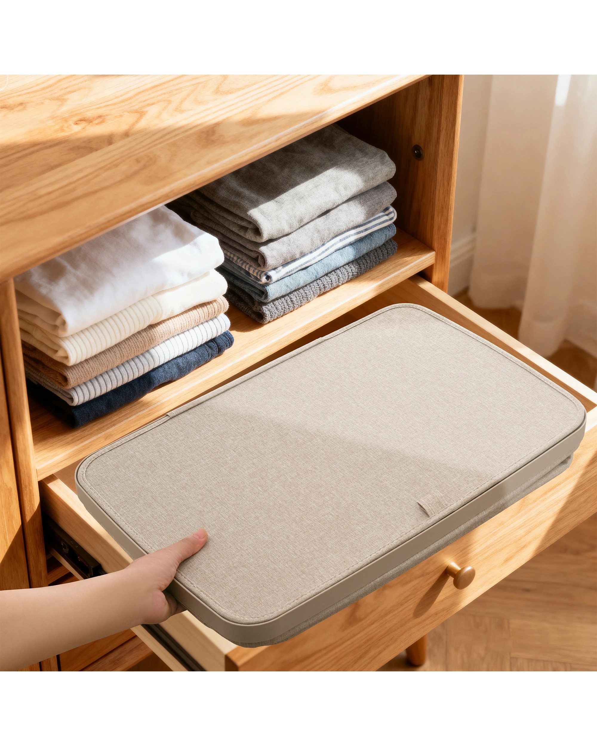 6 Sherwood Voyager 3-Section Laundry Hamper 120L Faux Linen 64x40x67cm - Natural, 6 of 10