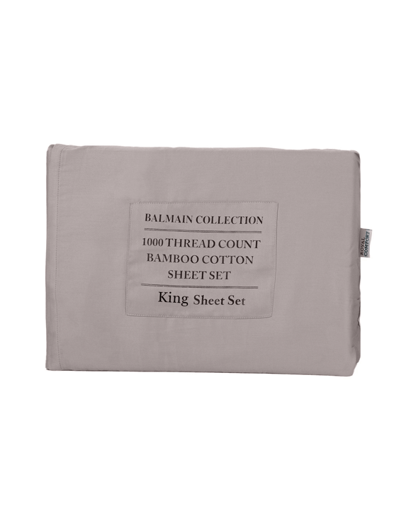 Royal Comfort Balmain 1000TC Bamboo Cotton Sheet Pillowcase Set Hotel - King Bed - White