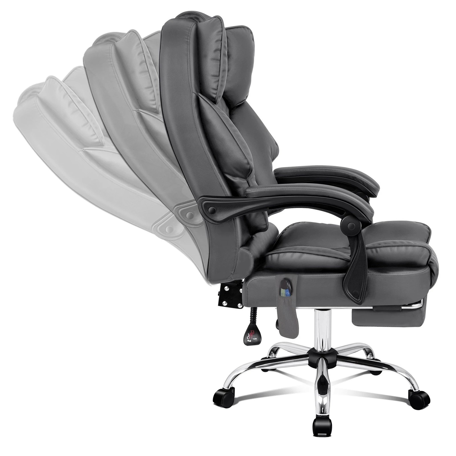 5 Alfordson Massage Office Chair Computer Heated Seat Executive Recliner Gaming - Grey, 5 of 10