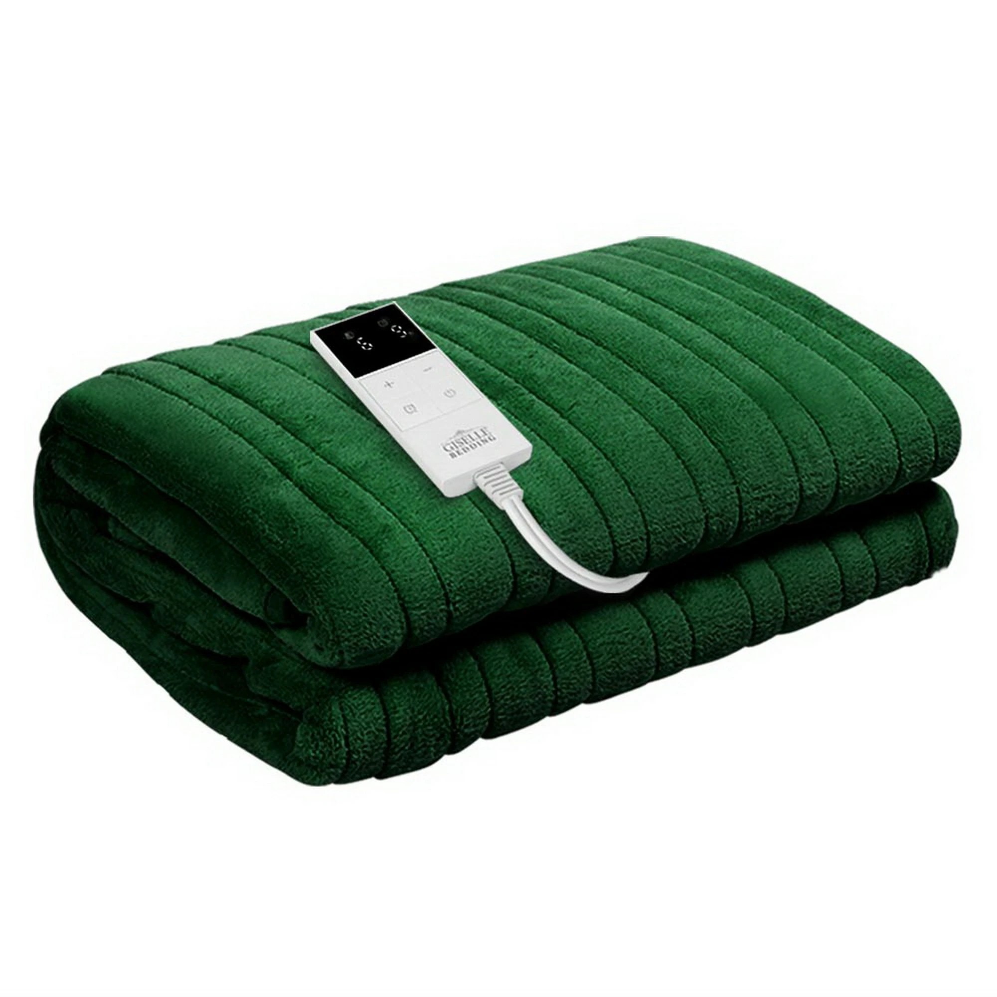 1 Giselle Electric Throw Rug Heated Blanket Fleece - Green, 1 of 10